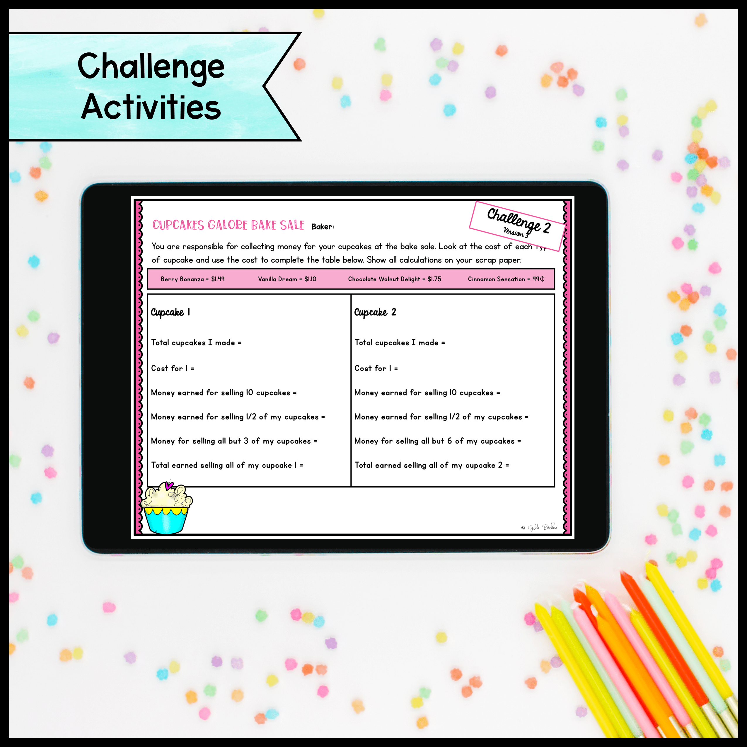 Cupcake Project Based Learning - 5th Grade Math Measurement Decimals & Fractions - Image 5