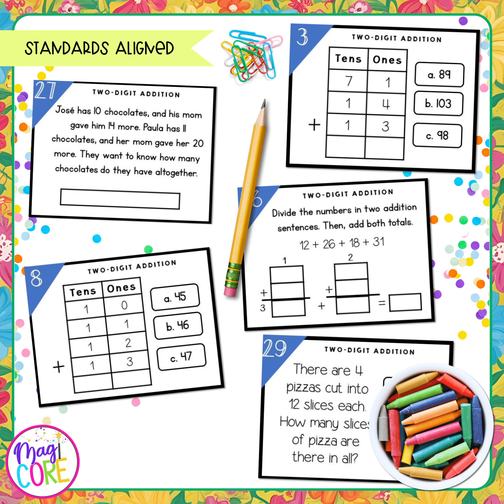 Adding Four Two-Digit Numbers - 2nd Grade Math Task Cards - 2.NBT.B.6 - Image 4