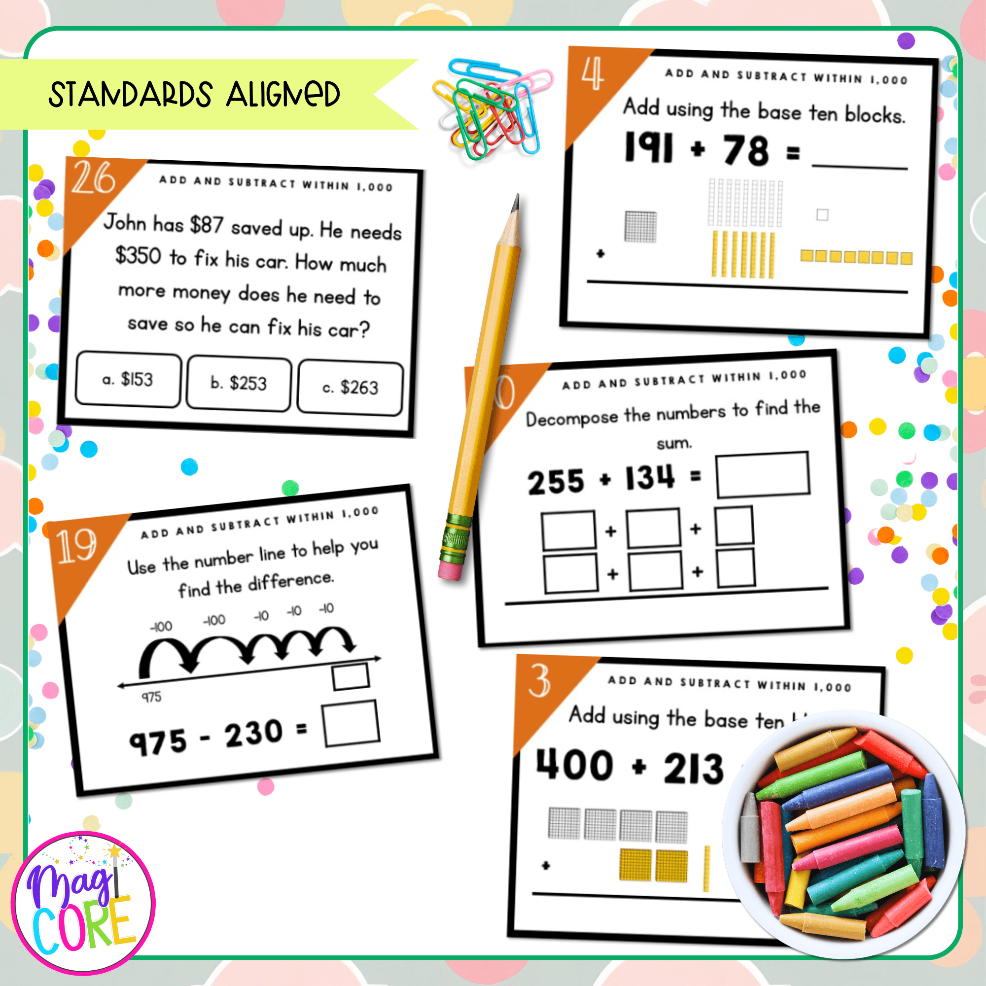Add & Subtract within 1000 - 2nd Grade Task Cards - Print & Digital - 2.NBT.B.7 - Image 4