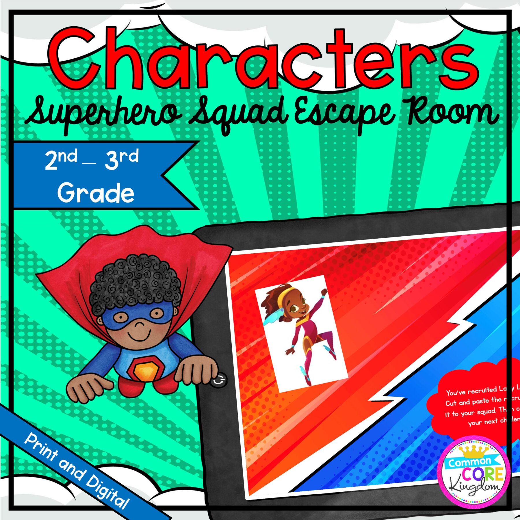 Characters Superhero Squad Escape Room - Google Slides & Printable 2nd & 3rd