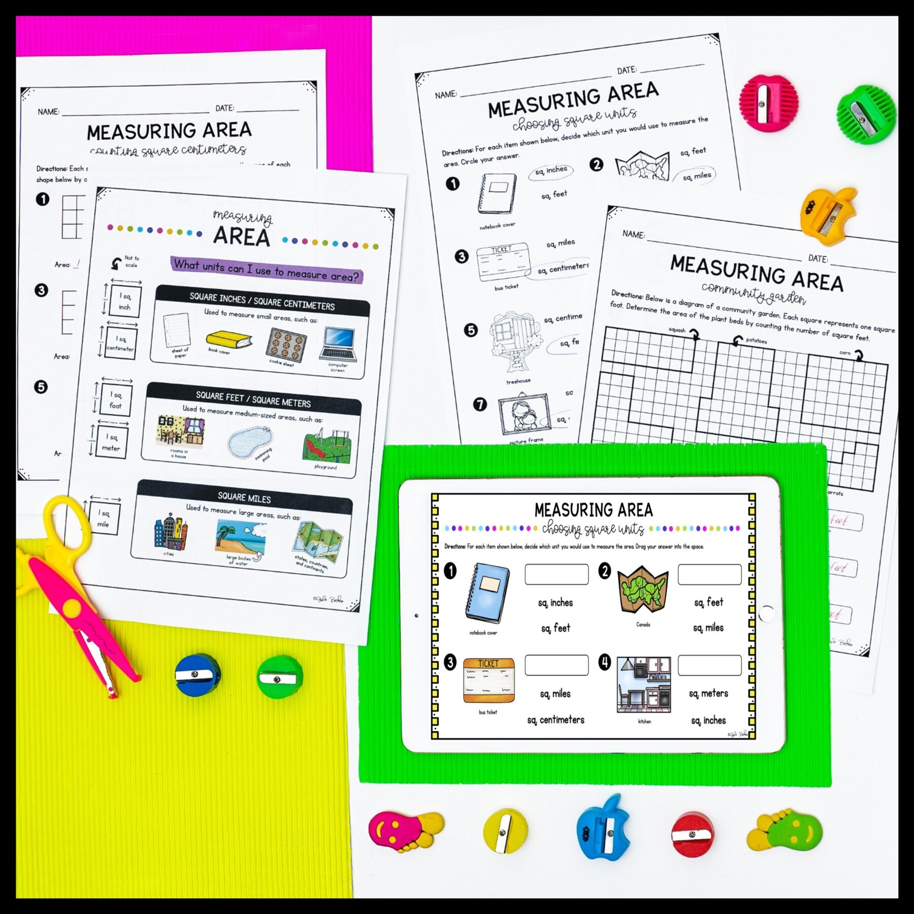 Measuring Area Plane Shapes in Square Units - 3rd Grade Math 3.MD.C.6 Worksheets - Image 2