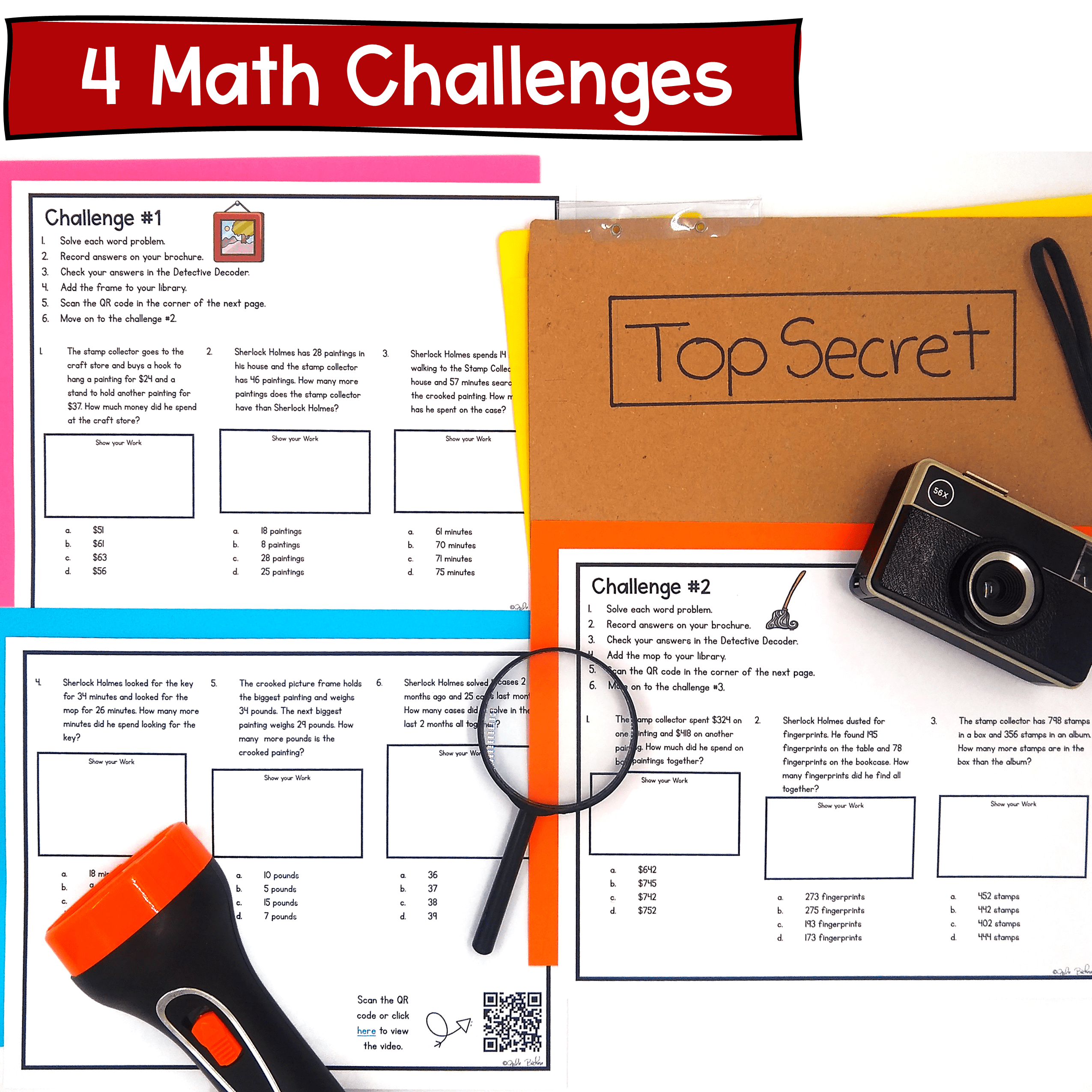Addition & Subtraction Word Problems to 1000 Math Escape Room 2nd Grade Activity - Image 2