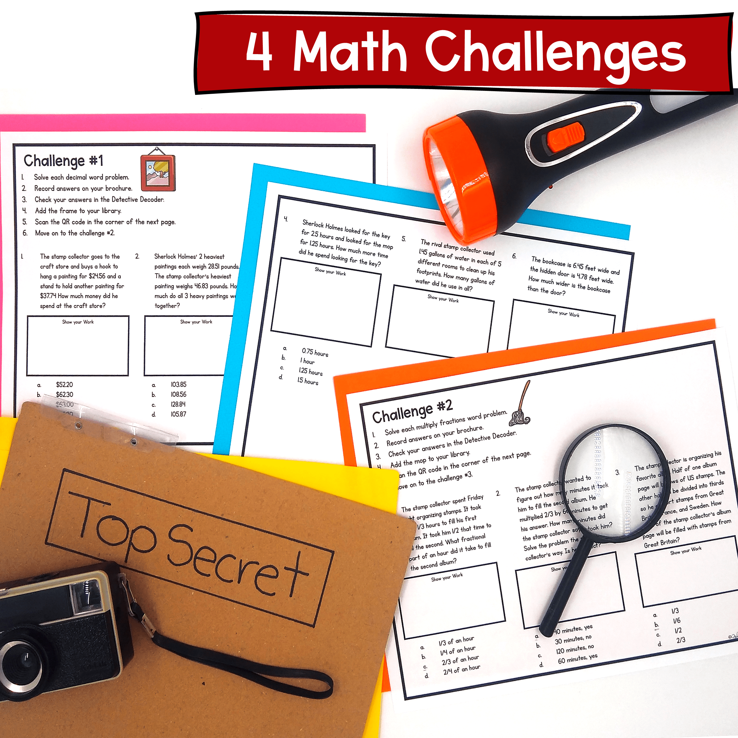 Word Problems Four Operations - Decimals Fractions Math Escape Room 5th Grade - Image 2