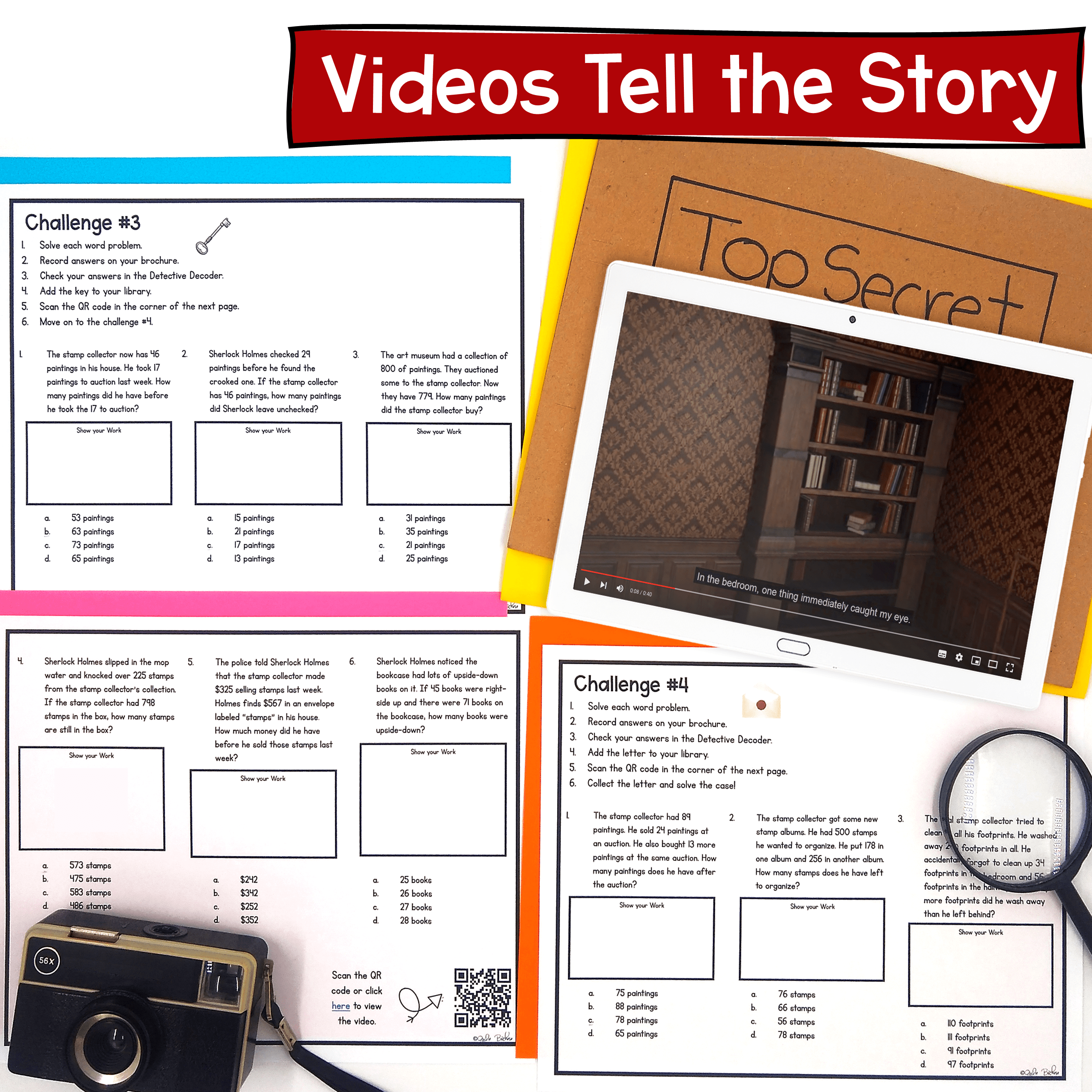 Addition & Subtraction Word Problems to 1000 Math Escape Room 2nd Grade Activity - Image 3