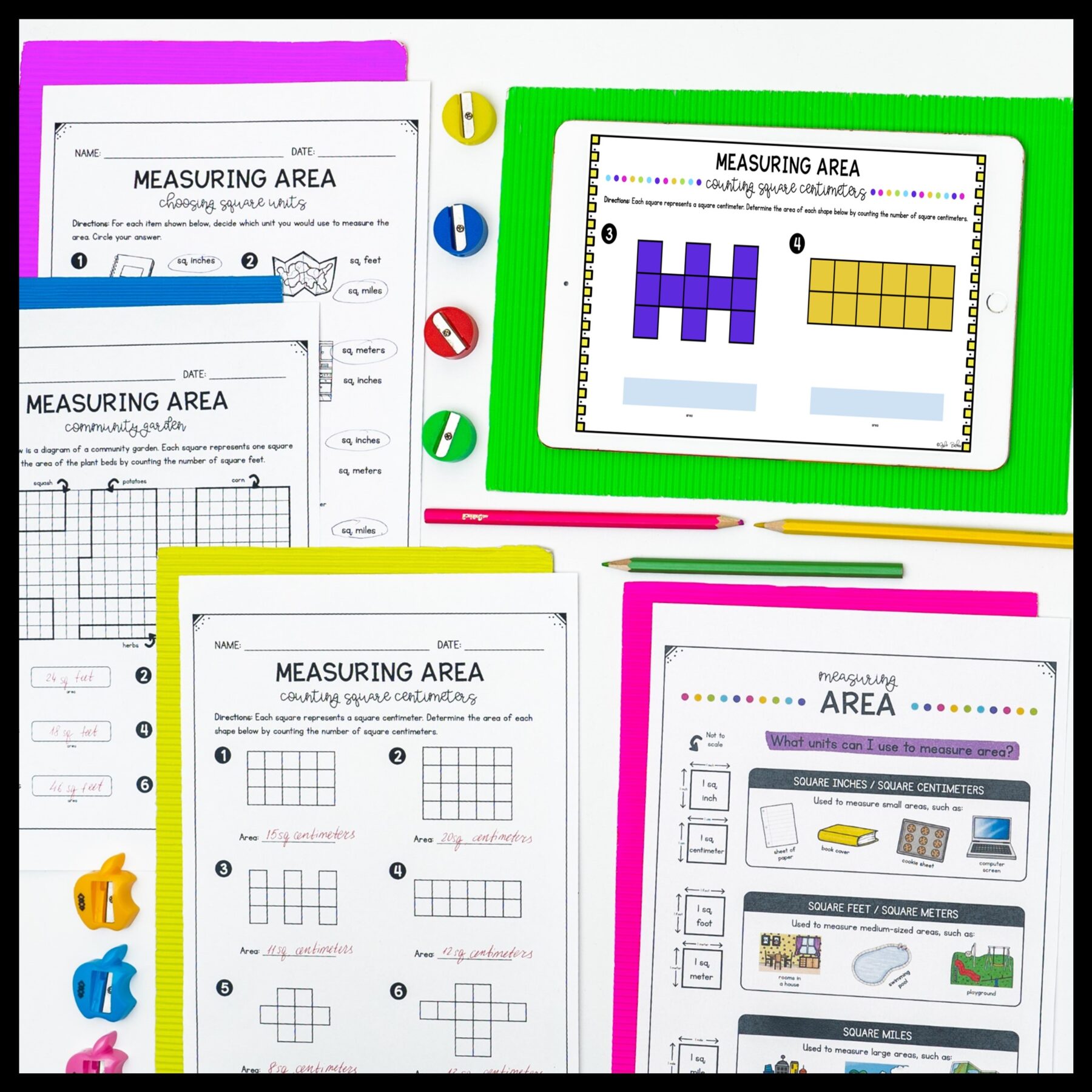 Measuring Area Plane Shapes in Square Units - 3rd Grade Math 3.MD.C.6 Worksheets - Image 4