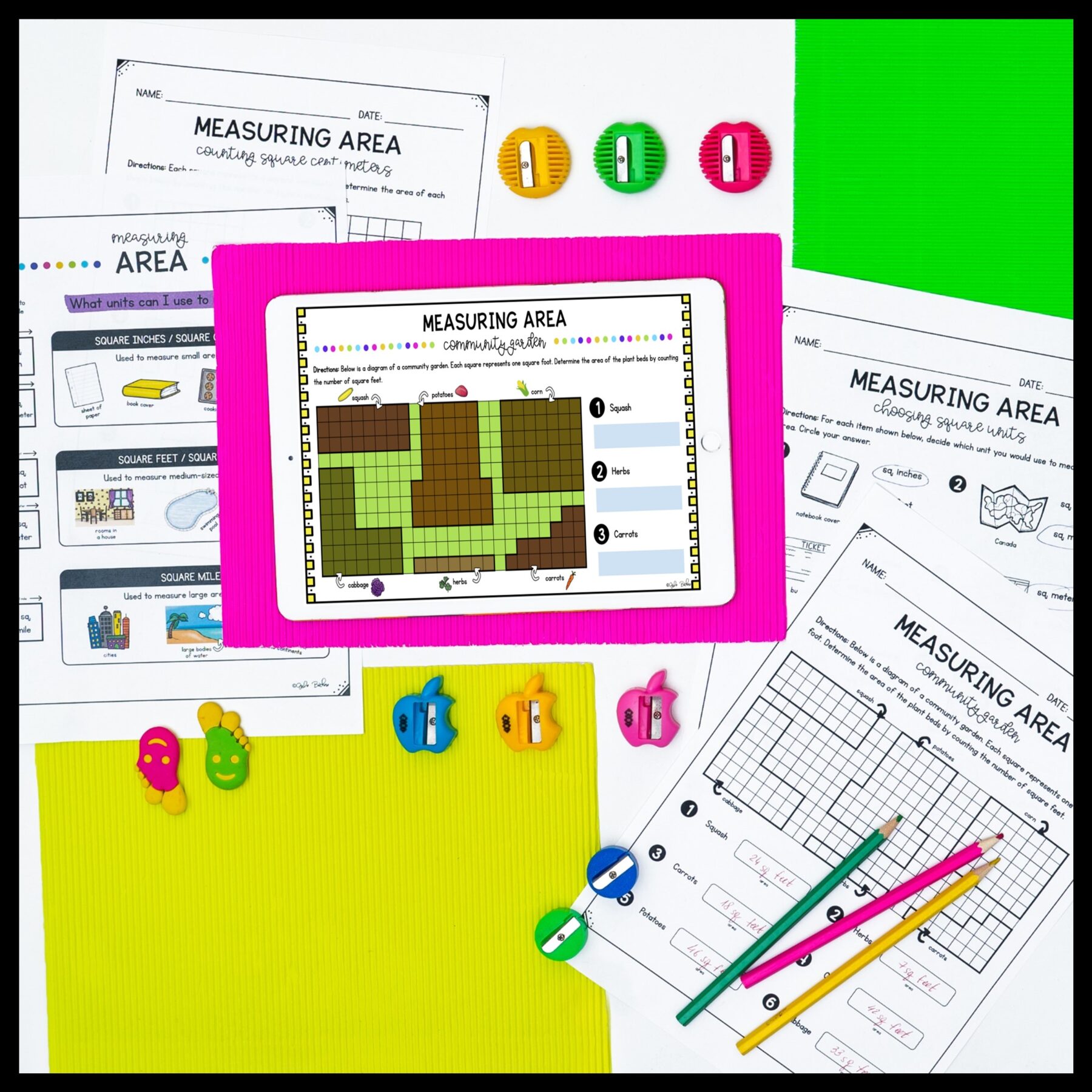 Measuring Area Plane Shapes in Square Units - 3rd Grade Math 3.MD.C.6 Worksheets - Image 6