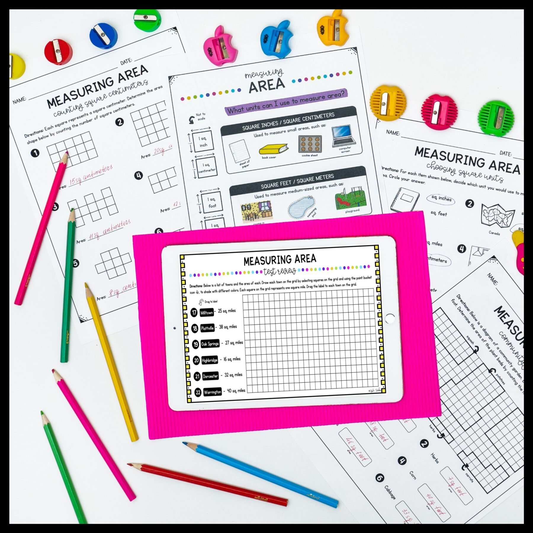 Measuring Area Plane Shapes in Square Units - 3rd Grade Math 3.MD.C.6 Worksheets - Image 8