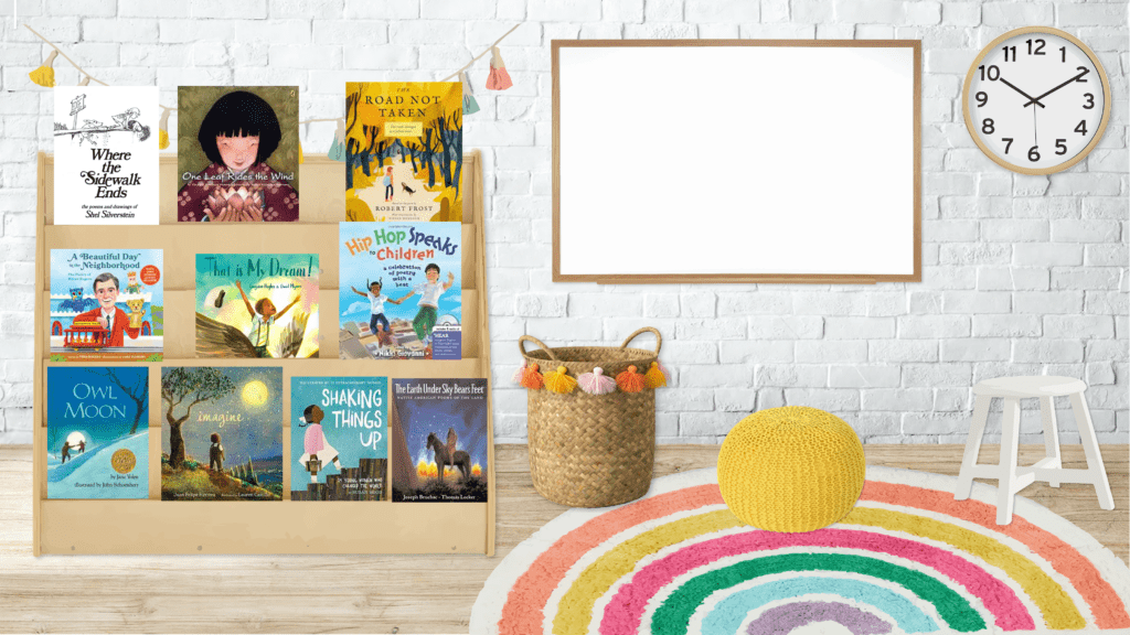 Virtual Library for teaching poetry showing different library books