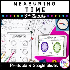 Telling Time to the Minute 3rd Grade Math Unit 3.MD.A.1 Worksheets Activities
