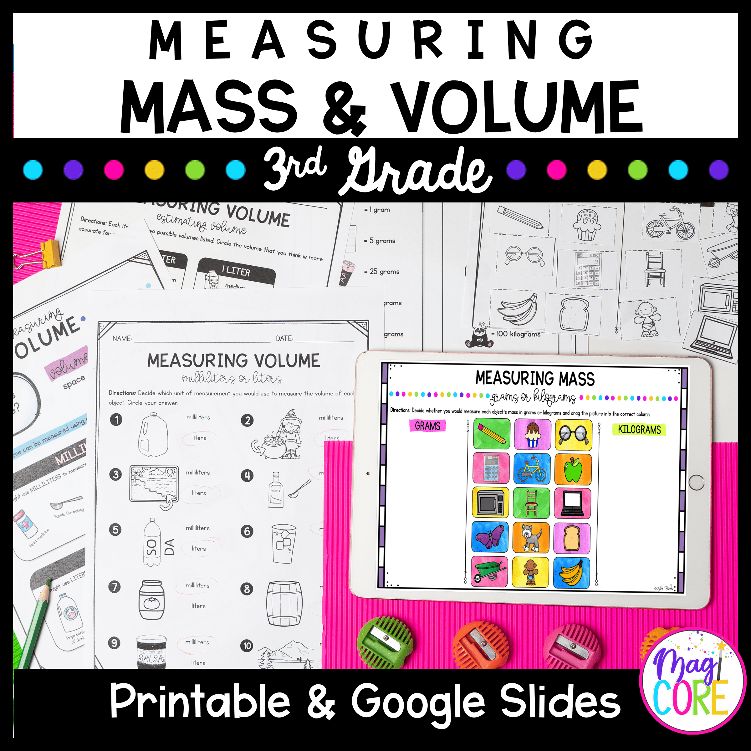 Measure & Estimate Mass & Volume Solve Word Problems 3rd Grade Math 3.MD.A.2