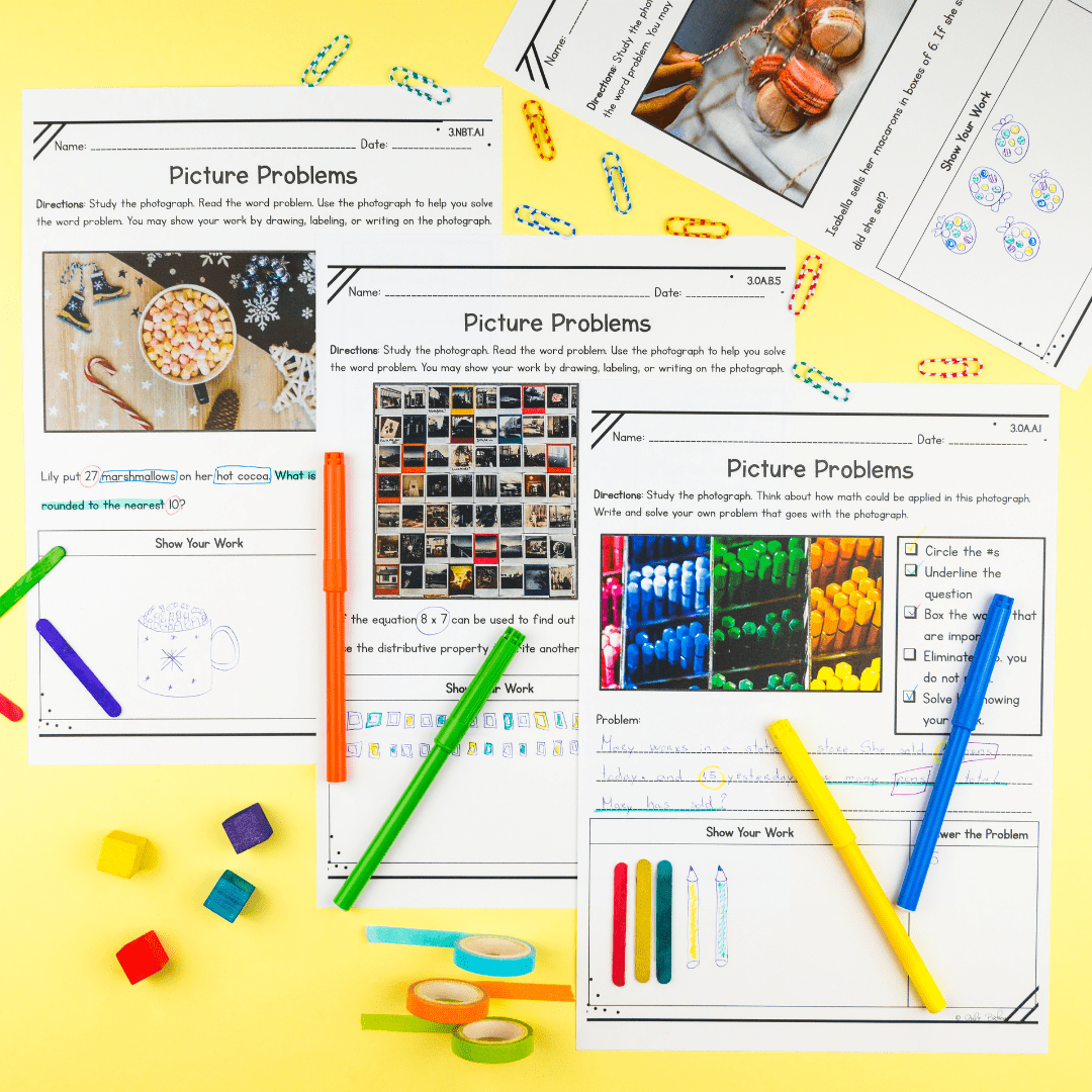3rd Grade Math Picture Problems - Google Slides Distance Learning & Print - Image 2