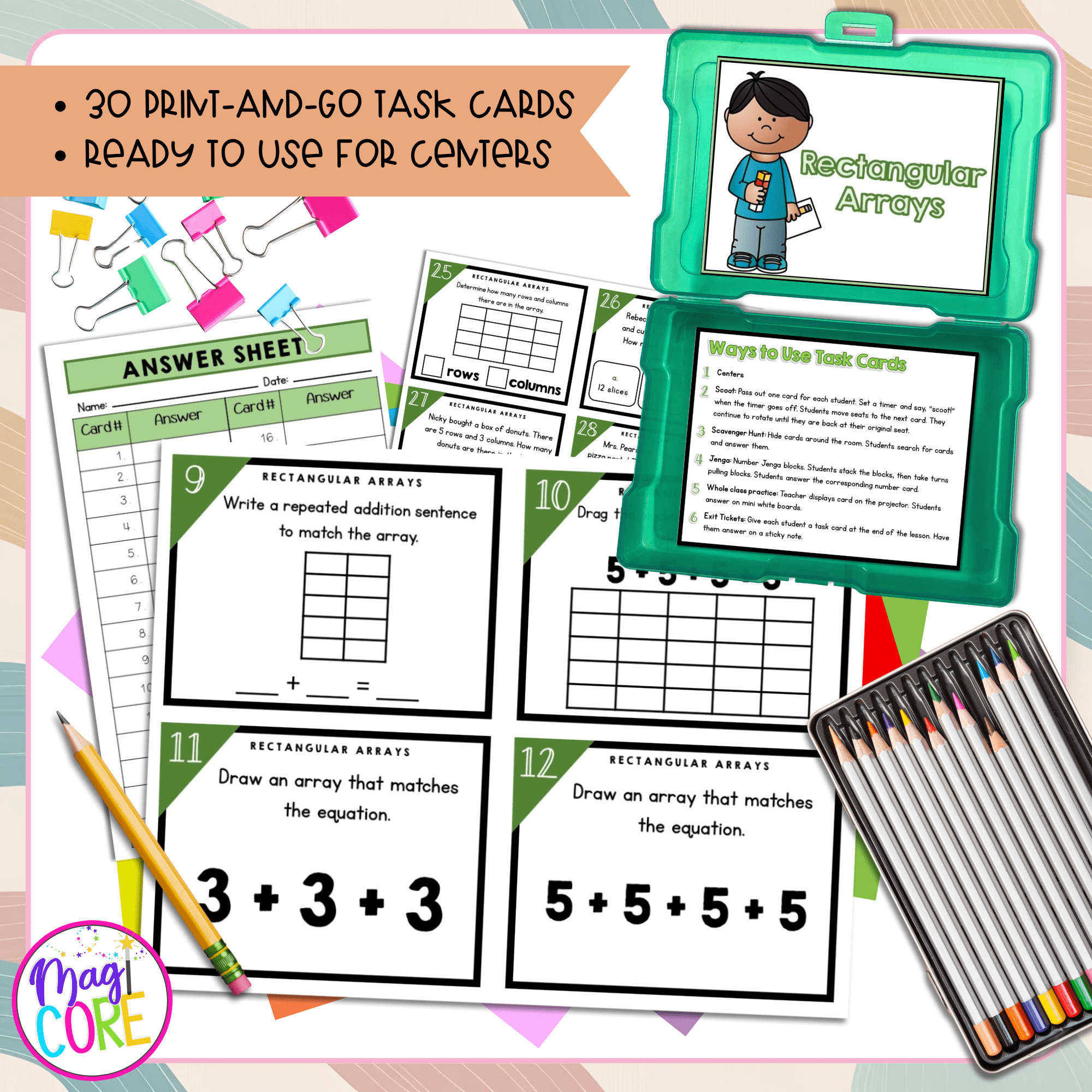 Rectangular Arrays Task Cards - 2nd Grade - 2.OA.C.4 - Image 2