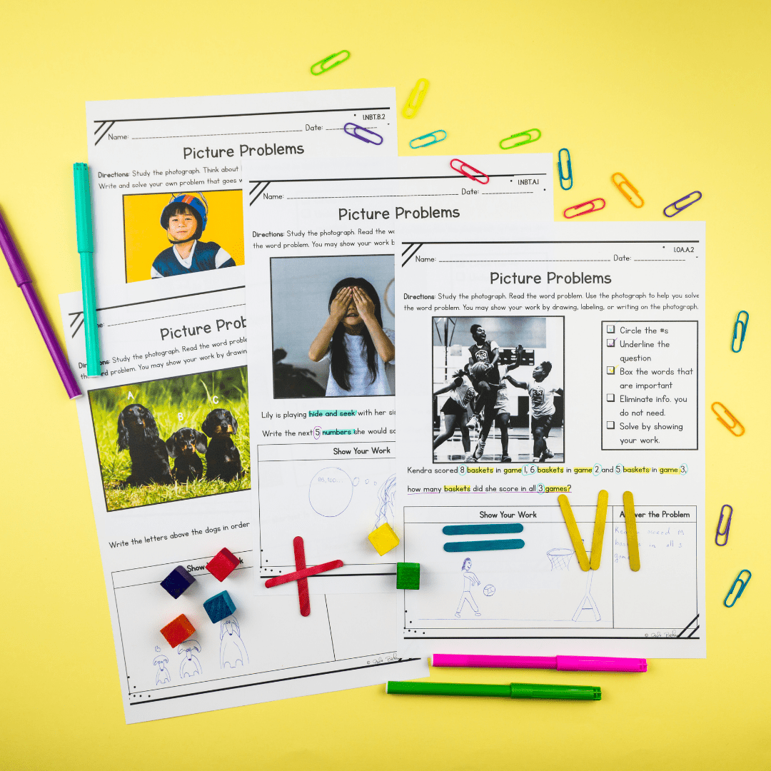 1st Grade Math Picture Problems - Google Slides Distance Learning & Print - Image 2