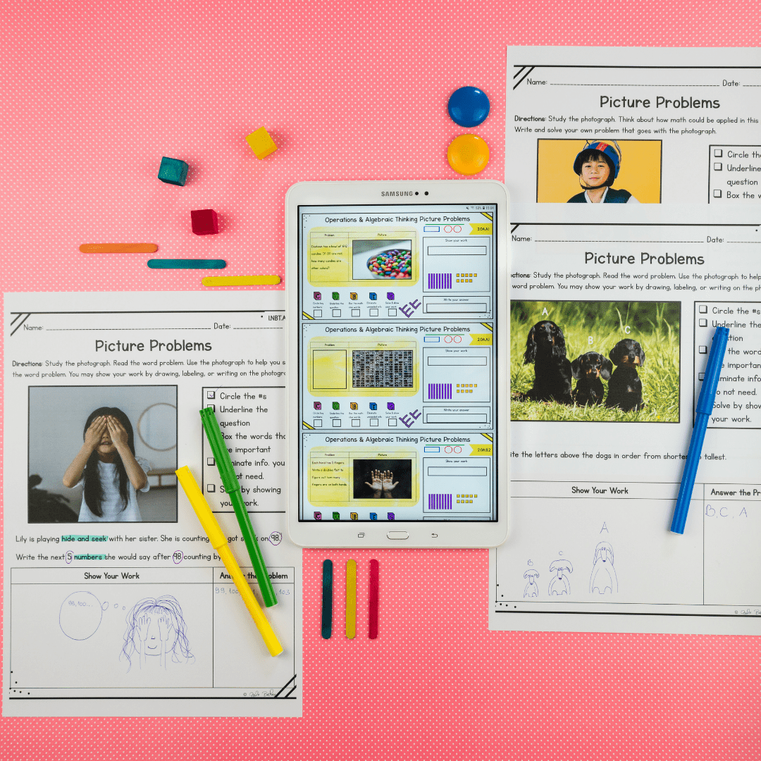 1st Grade Math Picture Problems - Google Slides Distance Learning & Print - Image 3