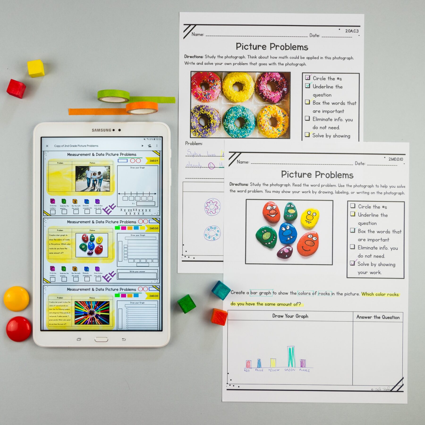 2nd Grade Math Picture Problems - Google Slides Distance Learning & Print - Image 2