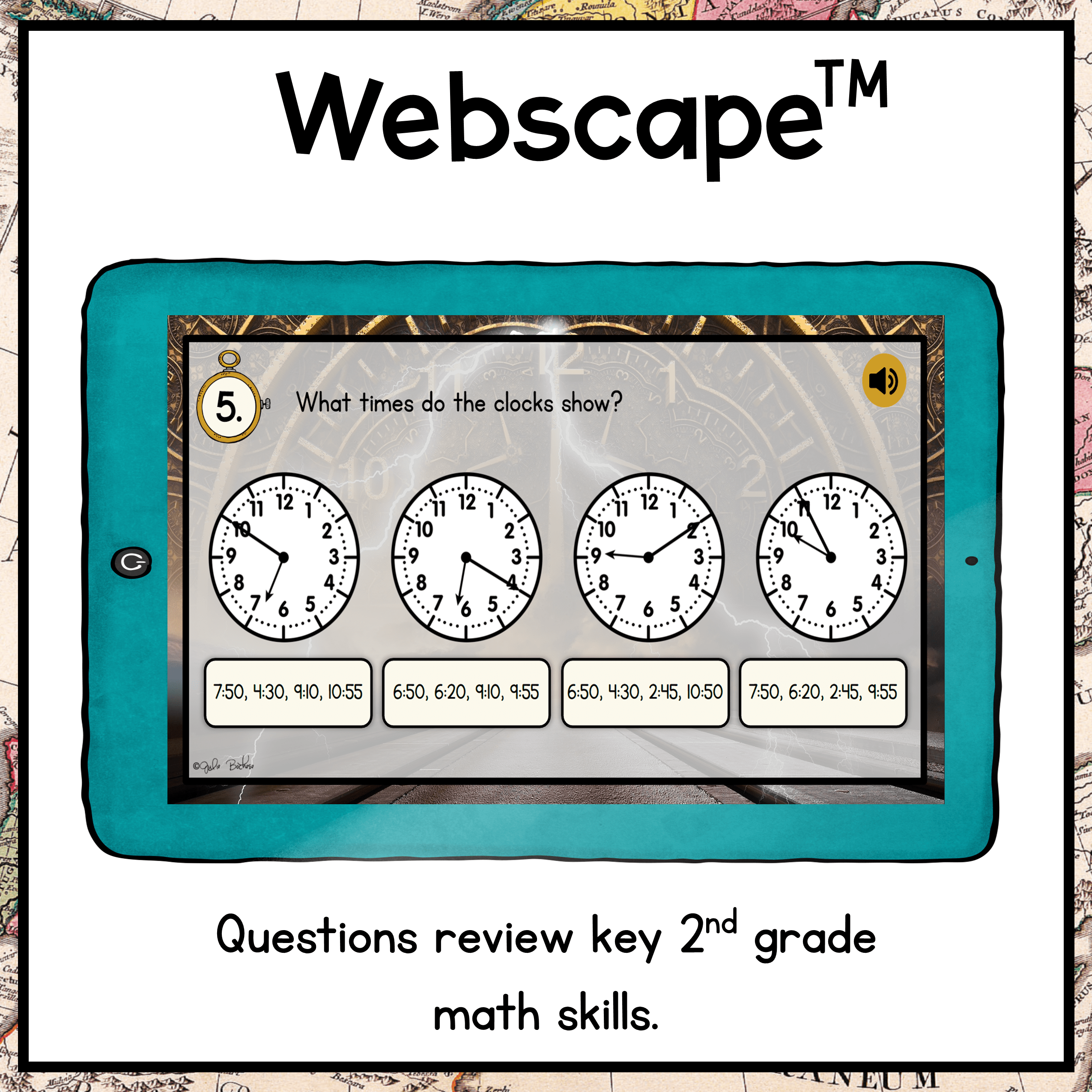 Telling Time to the Nearest 5 Minutes - 2nd Grade Math Escape Room & Webscape™ - Image 11
