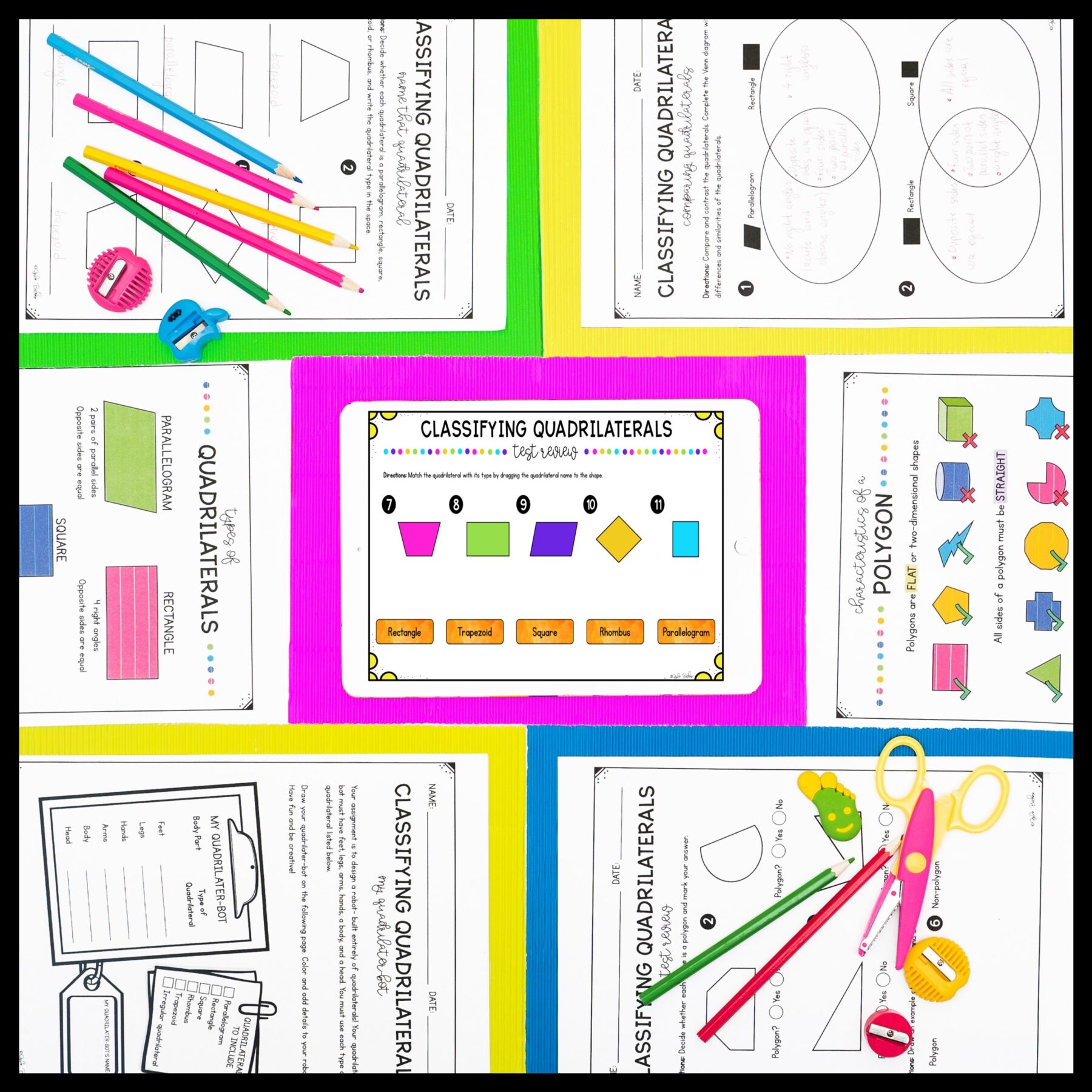 Classifying Quadrilaterals - 3rd Grade Math Unit - Print & Digital Format 3.GA.1 - Image 2