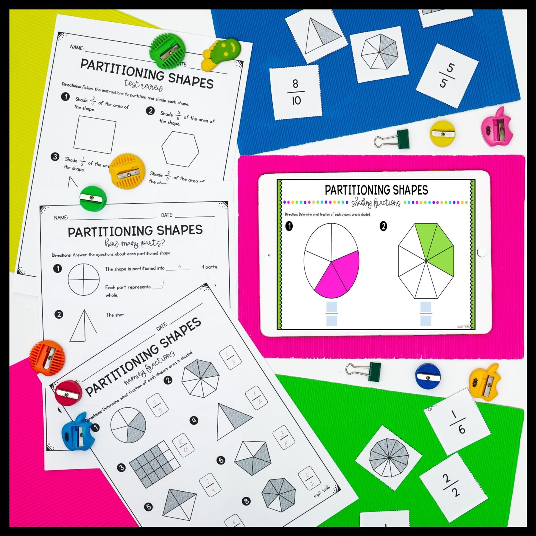 Partitioning Shapes - 3rd Grade Math Unit - Print & Digital Formats 3.GA.2 - Image 2