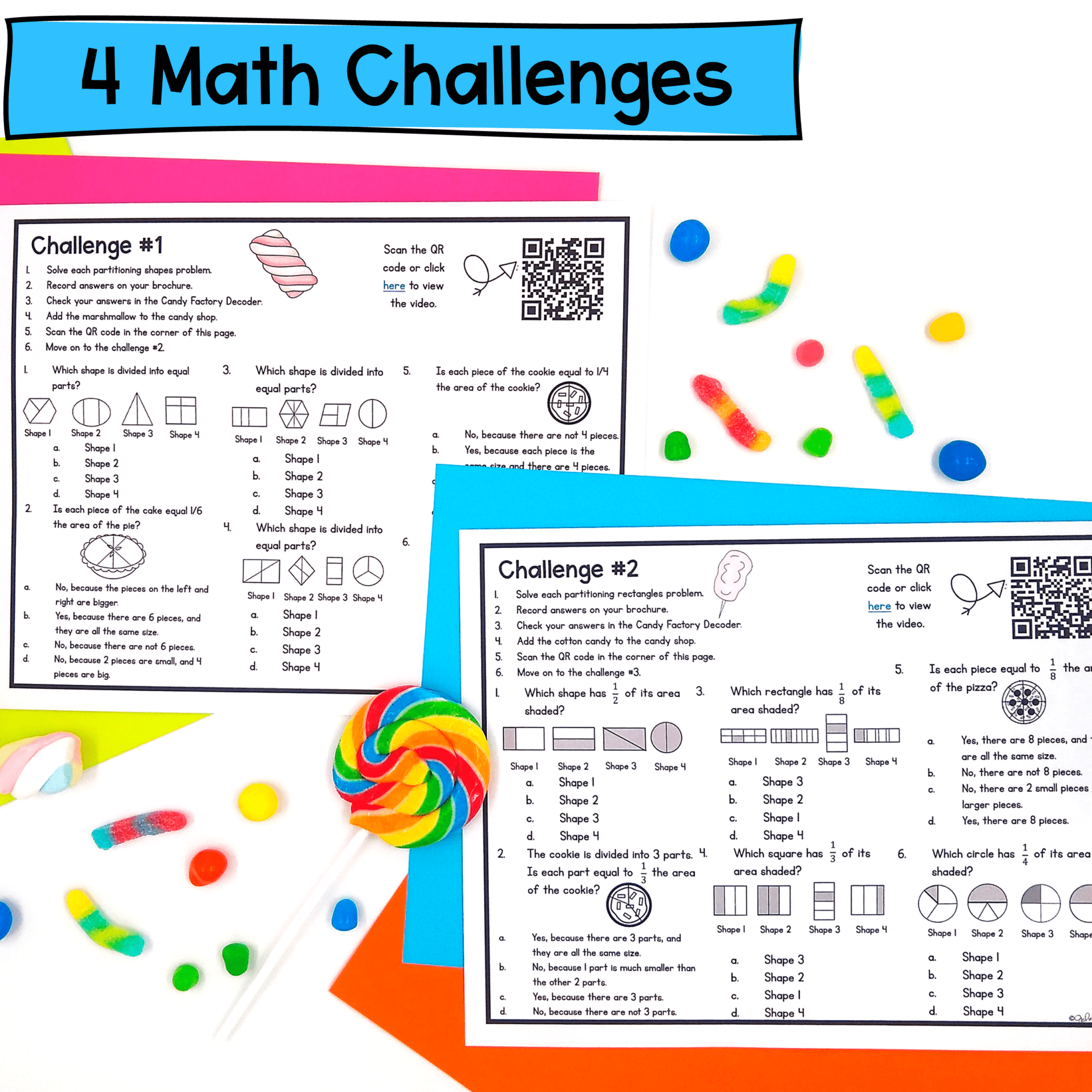 Fractions & Partitioning Shapes - Math Escape Room 3rd Grade 3.NF.A.1 & 3.G.A.2 - Image 2