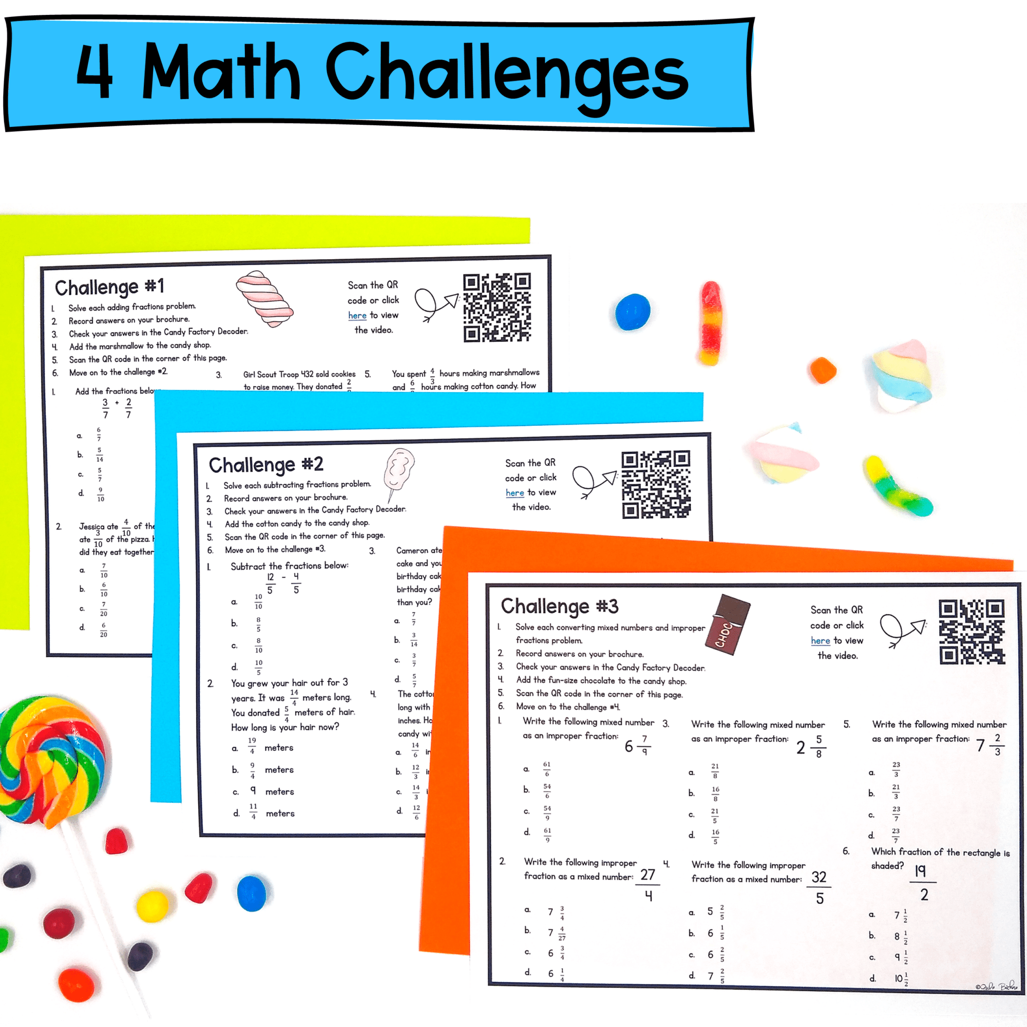 Candy Factory Fractions Review 4th Grade Math Escape Room Print Digital Activity - Image 2