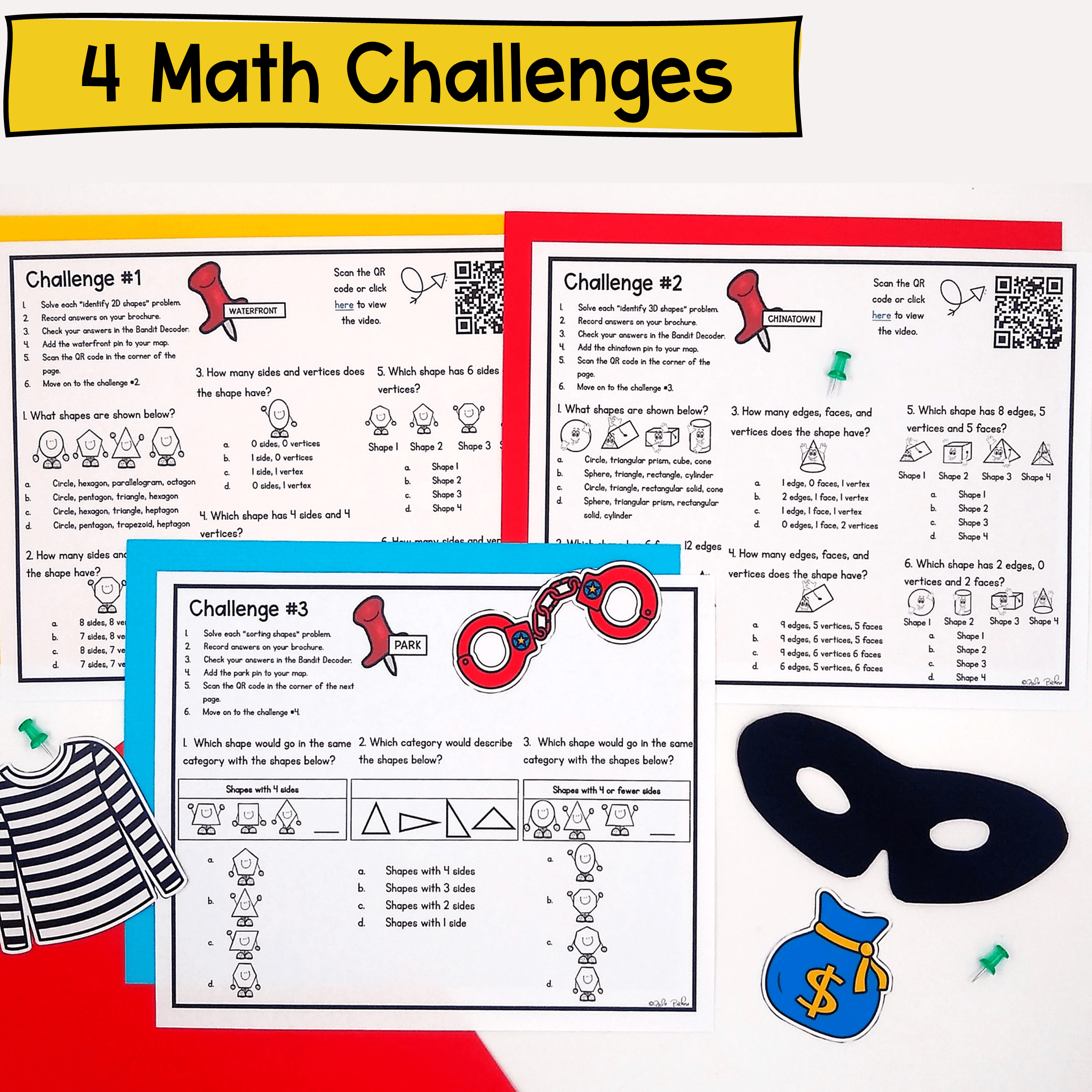 2D & 3D Shapes Sorting 2nd Grade Math Geometry Escape Room & Webscape™ Activity - Image 2