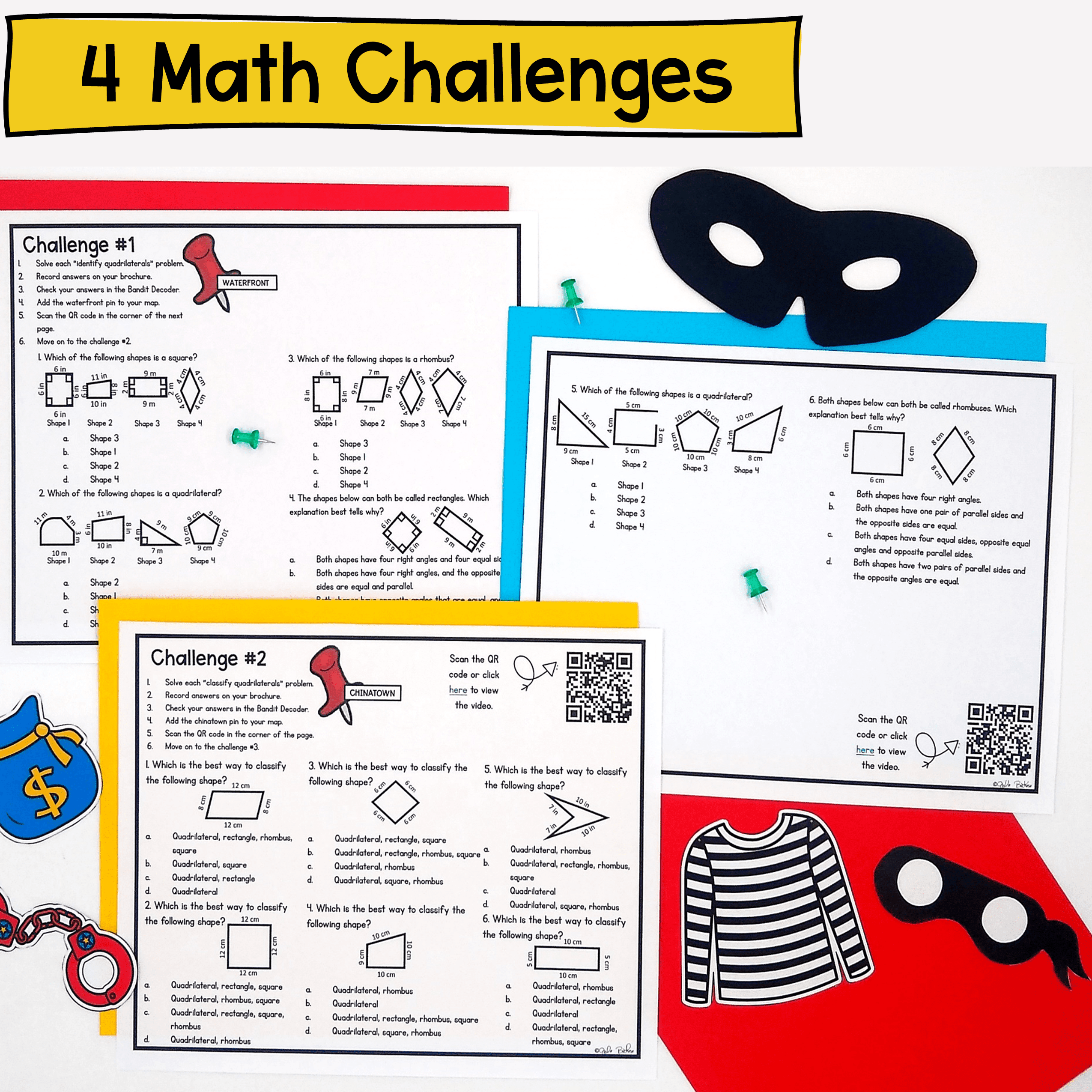 Categorize Shapes Quadrilaterals Geometry Bandit 3rd Grade Math Escape Room - Image 2
