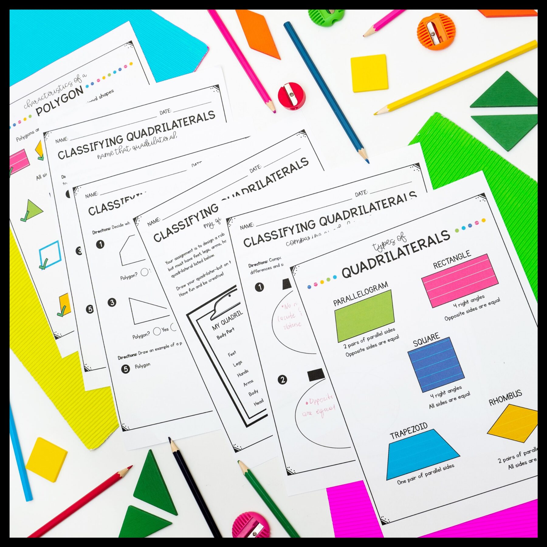 Classifying Quadrilaterals - 3rd Grade Math Unit - Print & Digital Format 3.GA.1 - Image 3