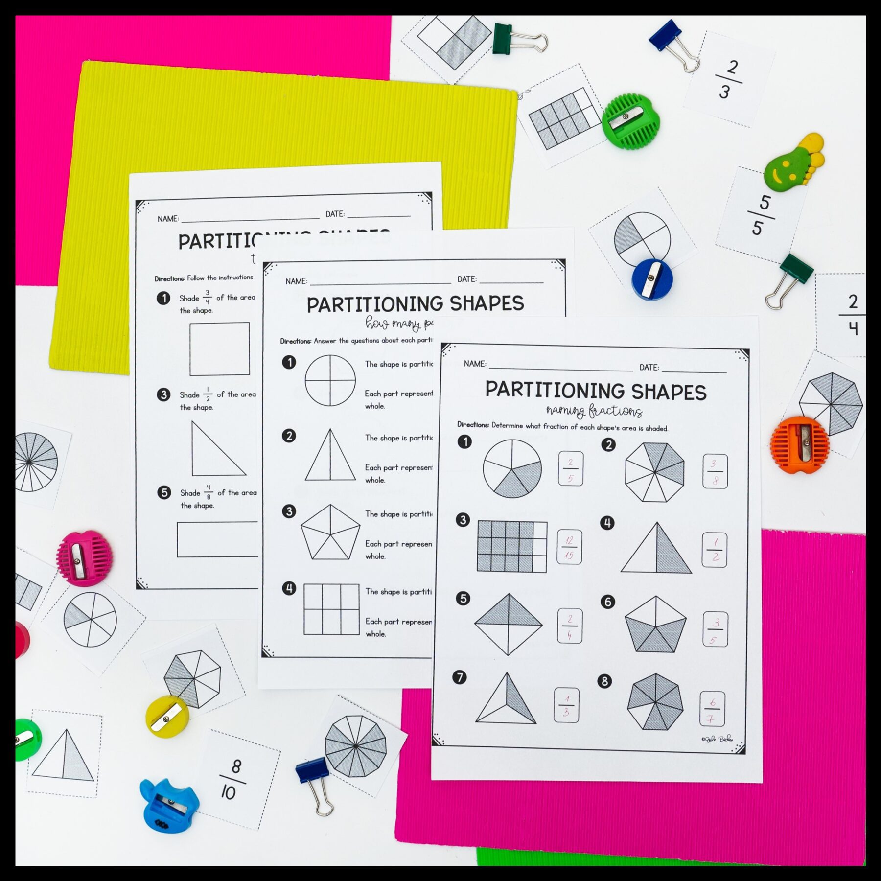 Partitioning Shapes - 3rd Grade Math Unit - Print & Digital Formats 3.GA.2 - Image 3