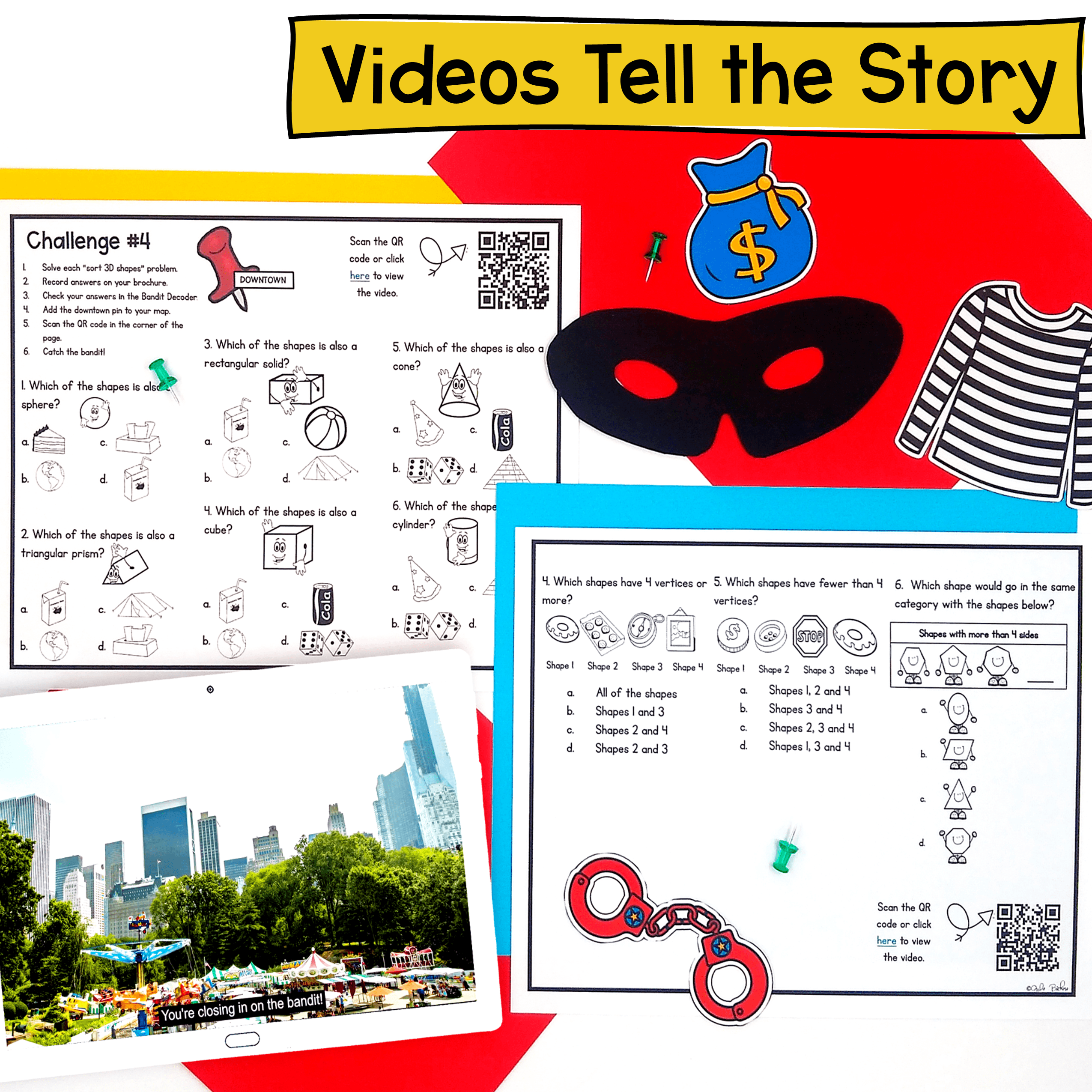 2D & 3D Shapes Sorting 2nd Grade Math Geometry Escape Room & Webscape™ Activity - Image 3