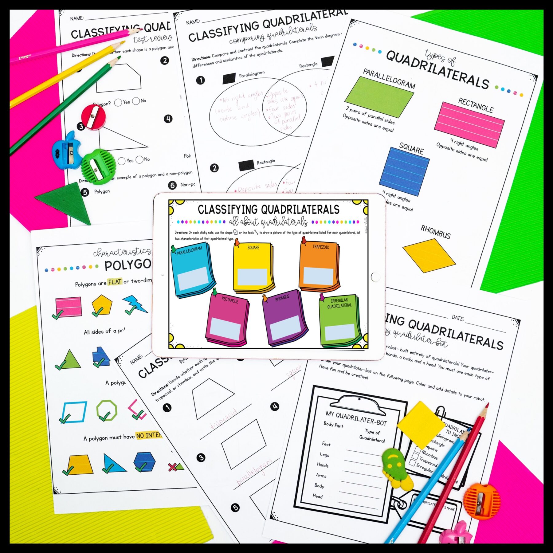Classifying Quadrilaterals - 3rd Grade Math Unit - Print & Digital Format 3.GA.1 - Image 4