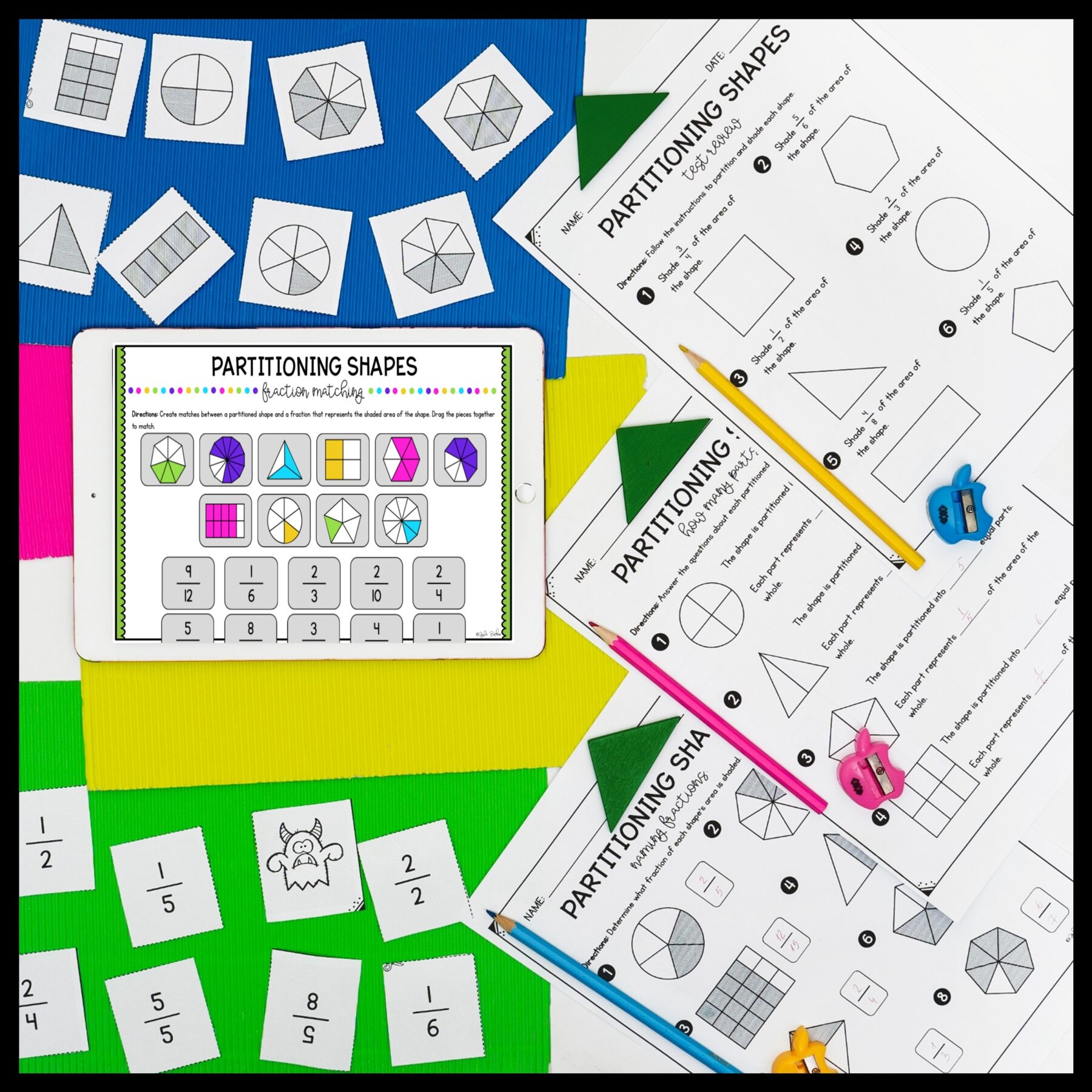 Partitioning Shapes - 3rd Grade Math Unit - Print & Digital Formats 3.GA.2 - Image 4