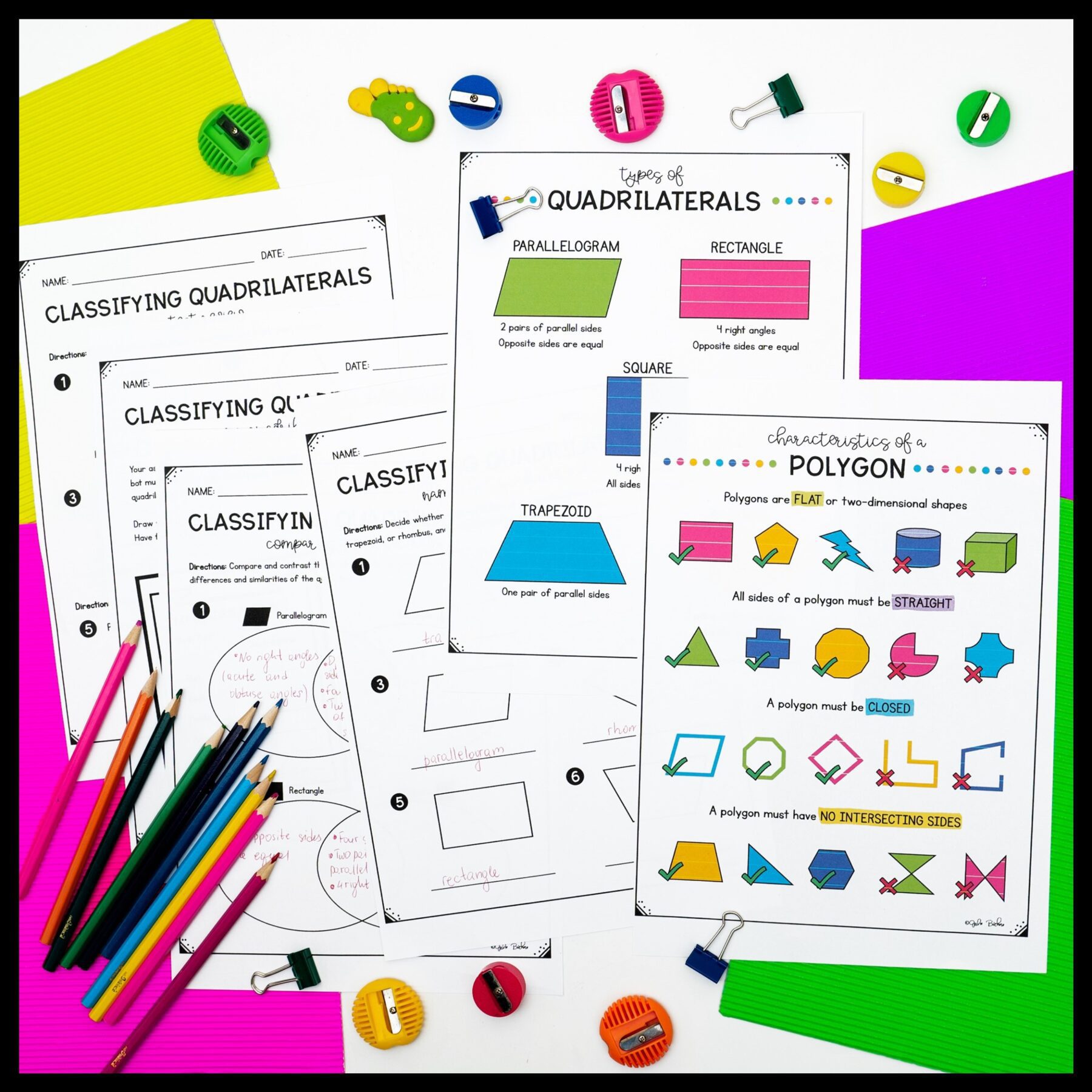 Classifying Quadrilaterals - 3rd Grade Math Unit - Print & Digital Format 3.GA.1 - Image 5