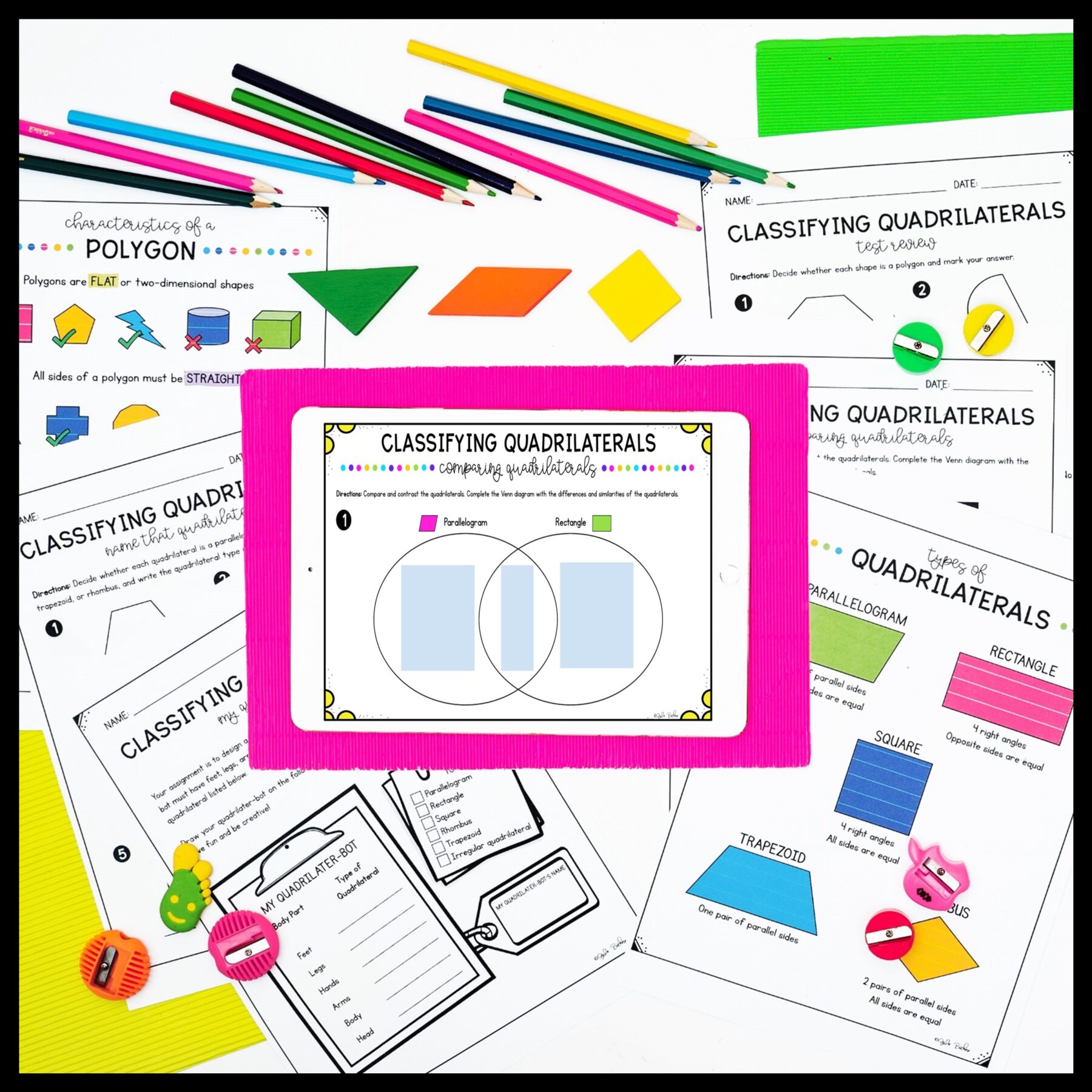 Classifying Quadrilaterals - 3rd Grade Math Unit - Print & Digital Format 3.GA.1 - Image 6