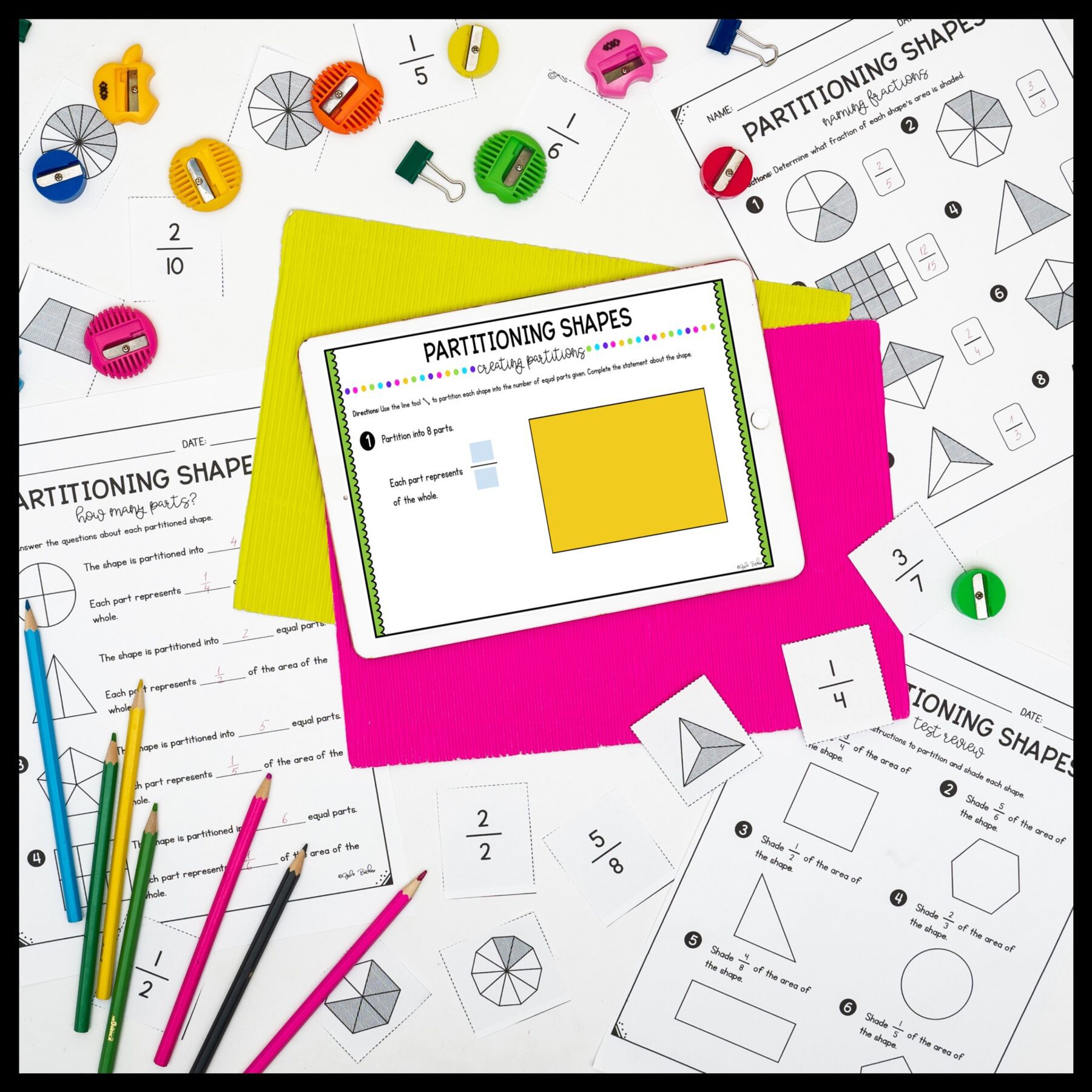 Partitioning Shapes - 3rd Grade Math Unit - Print & Digital Formats 3.GA.2 - Image 6