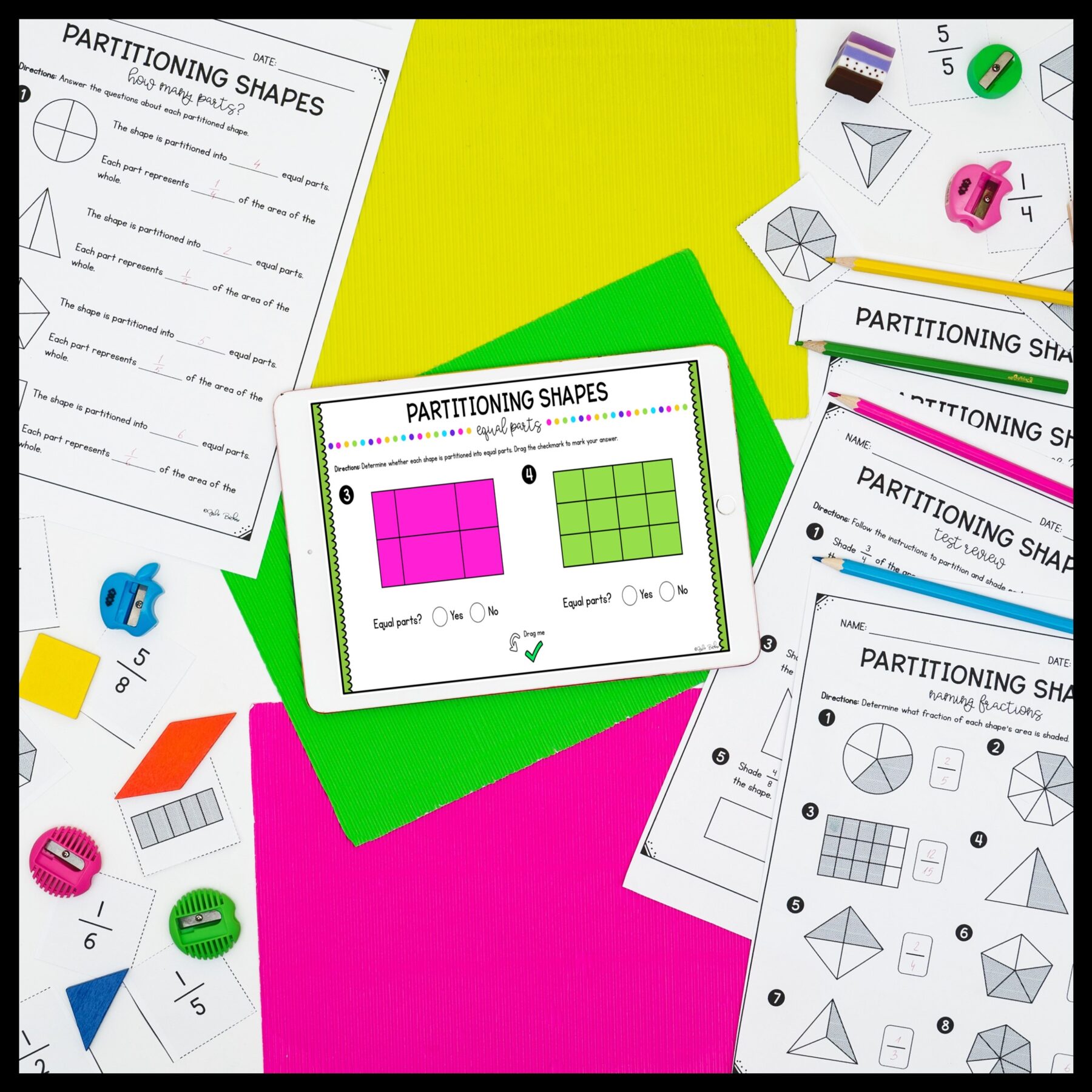 Partitioning Shapes - 3rd Grade Math Unit - Print & Digital Formats 3.GA.2 - Image 7