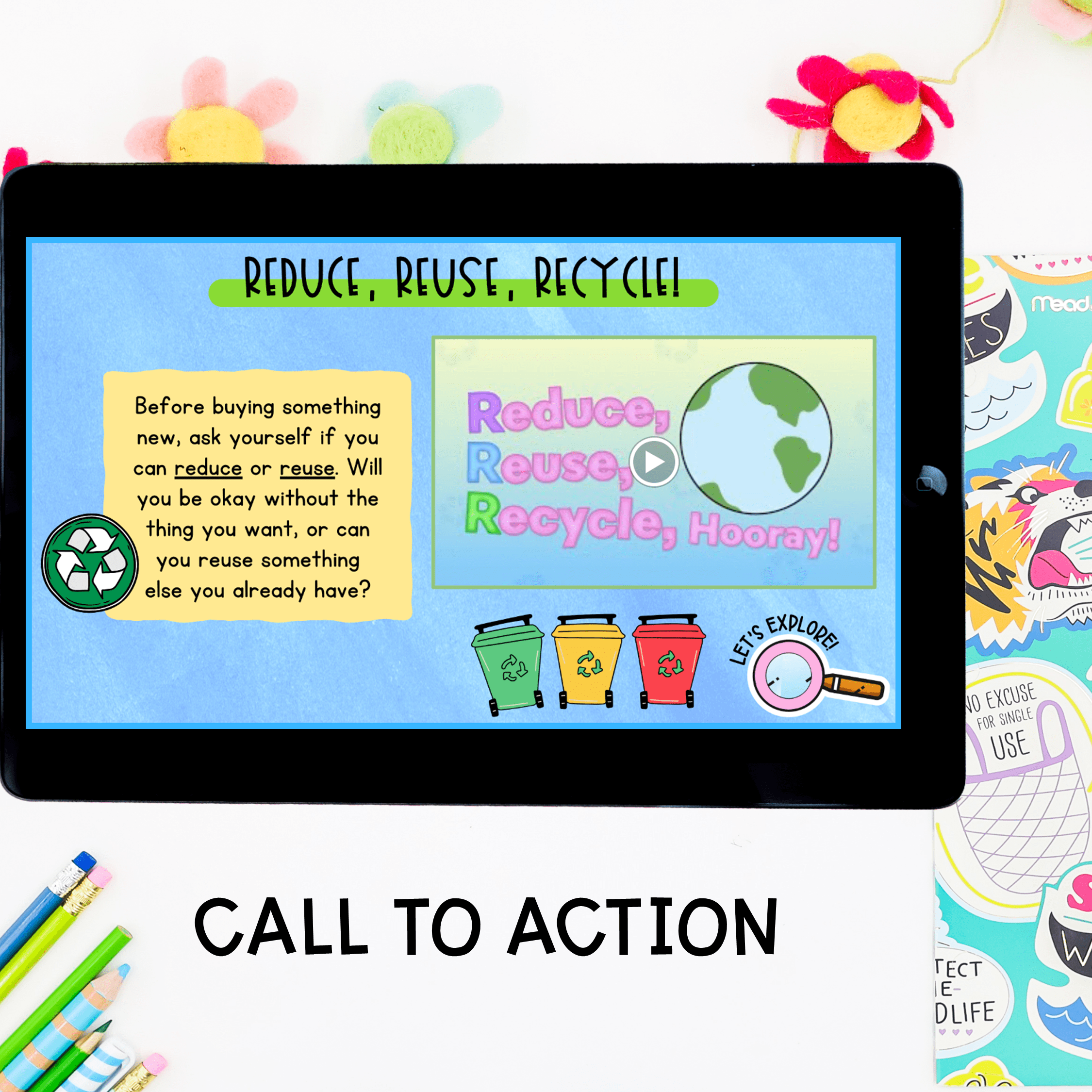 Earth Day Activity Virtual Field Trip Kinder 1st Grade Reduce Reuse Recycle ELA - Image 8