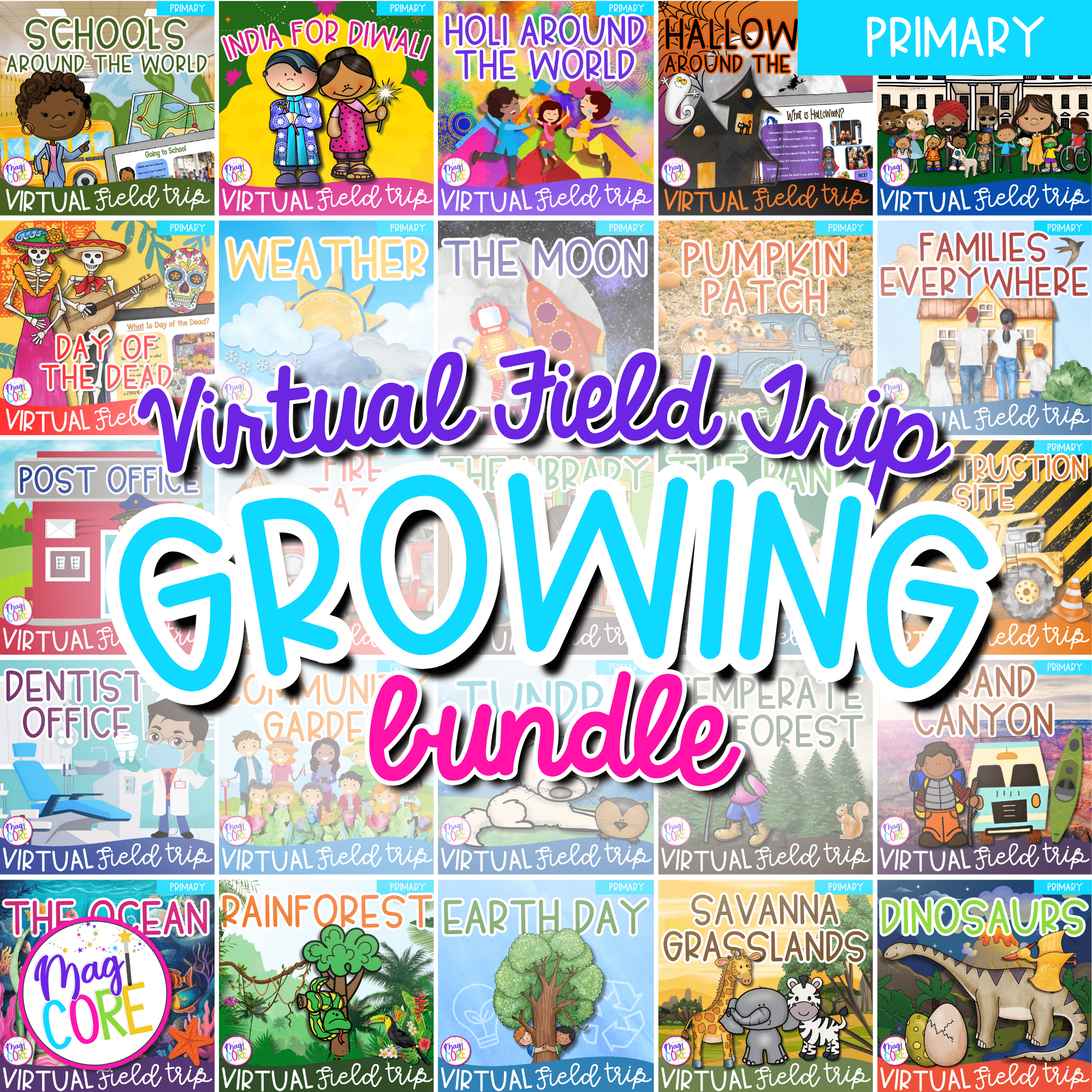 Primary Virtual Field Trips - GROWING Bundle - Google Slides & Seesaw Activities