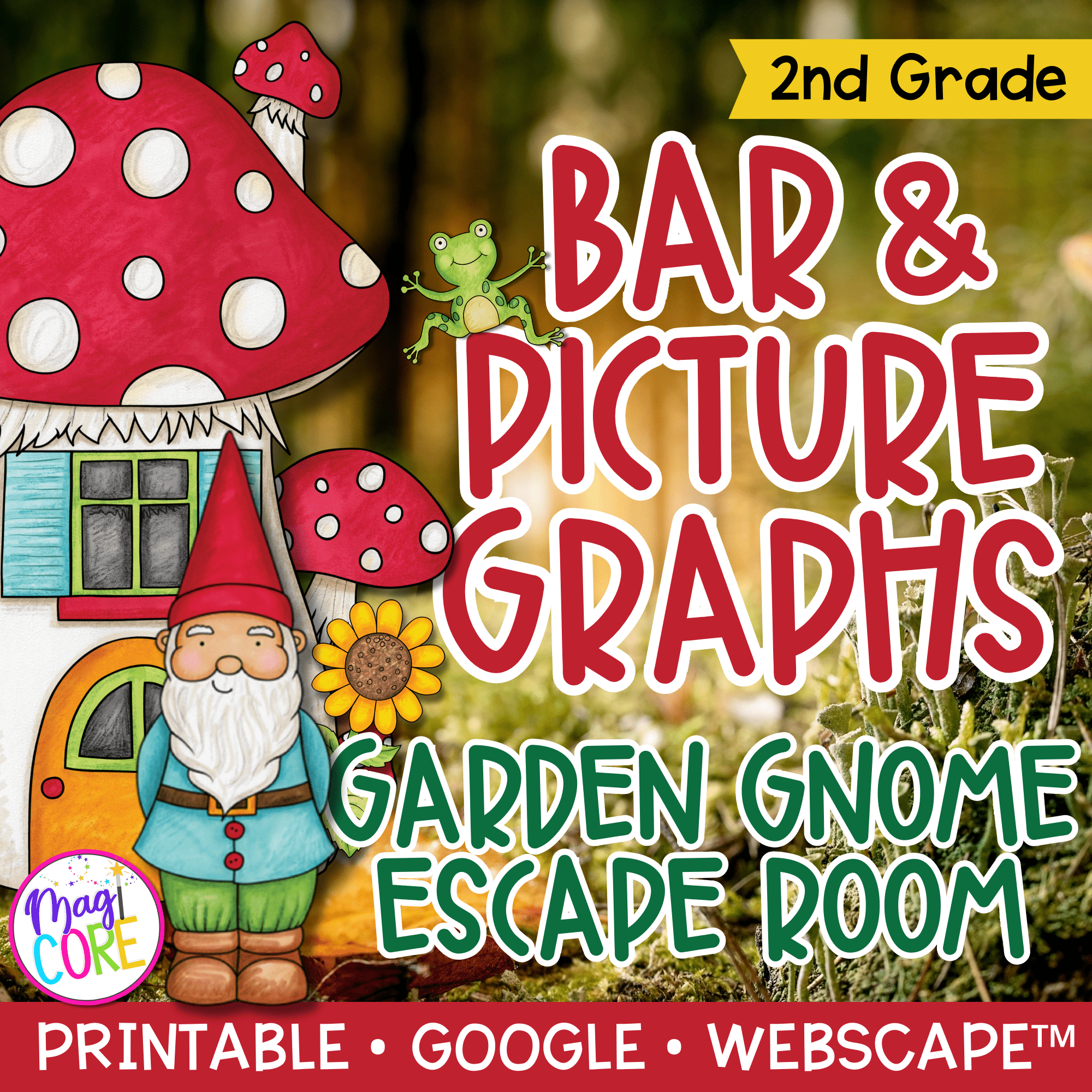 Bar & Picture Graphs Garden Gnome Math Escape Room & Webscape™ - 2nd Grade
