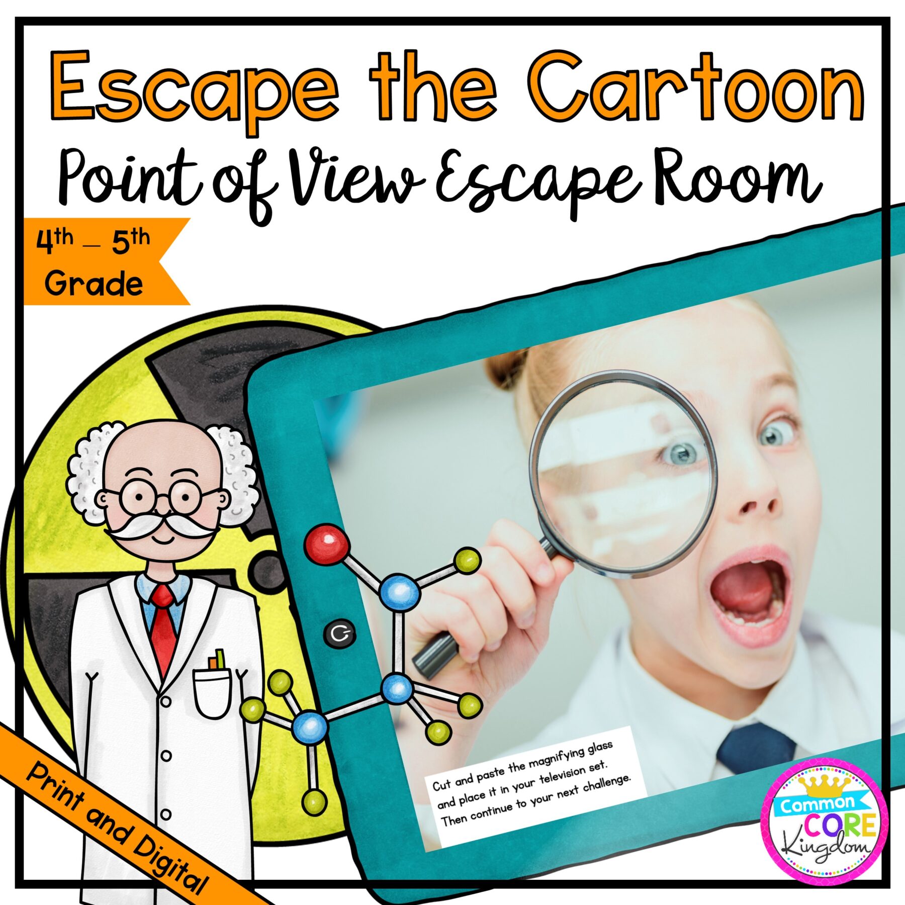 Escape the Cartoon Point of View Escape Room for 4th & 5th Grade in Digital & Printable Format