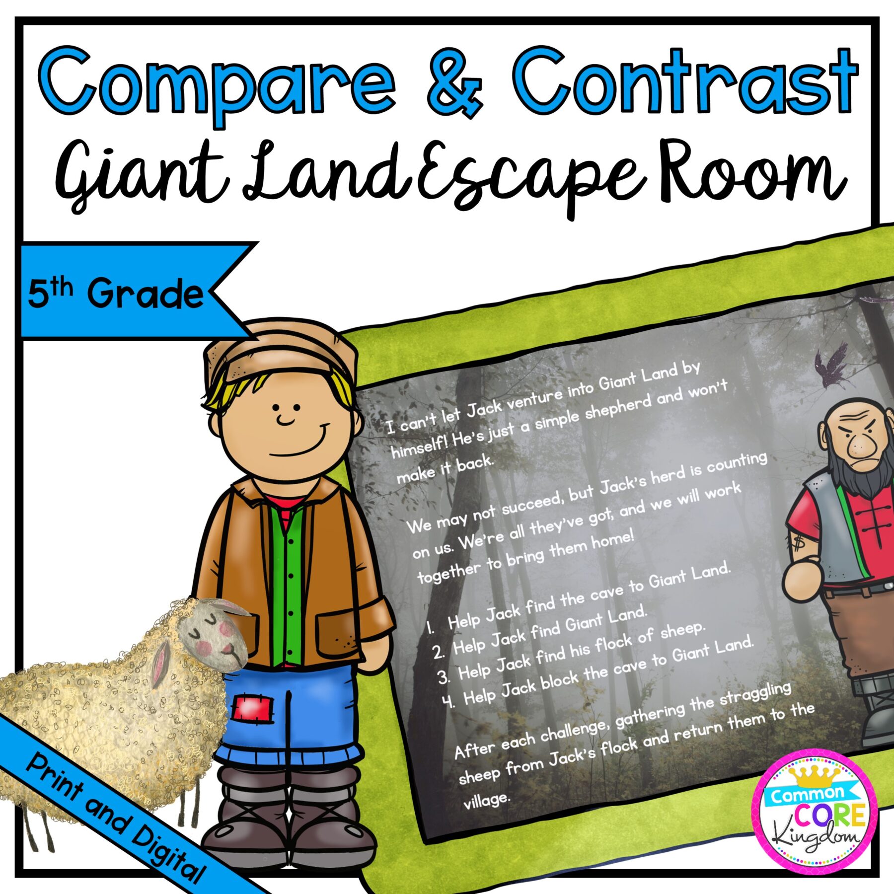 Compare & Contrast - Giant Land Escape Room for 5th Grade in Digital & Printable Format