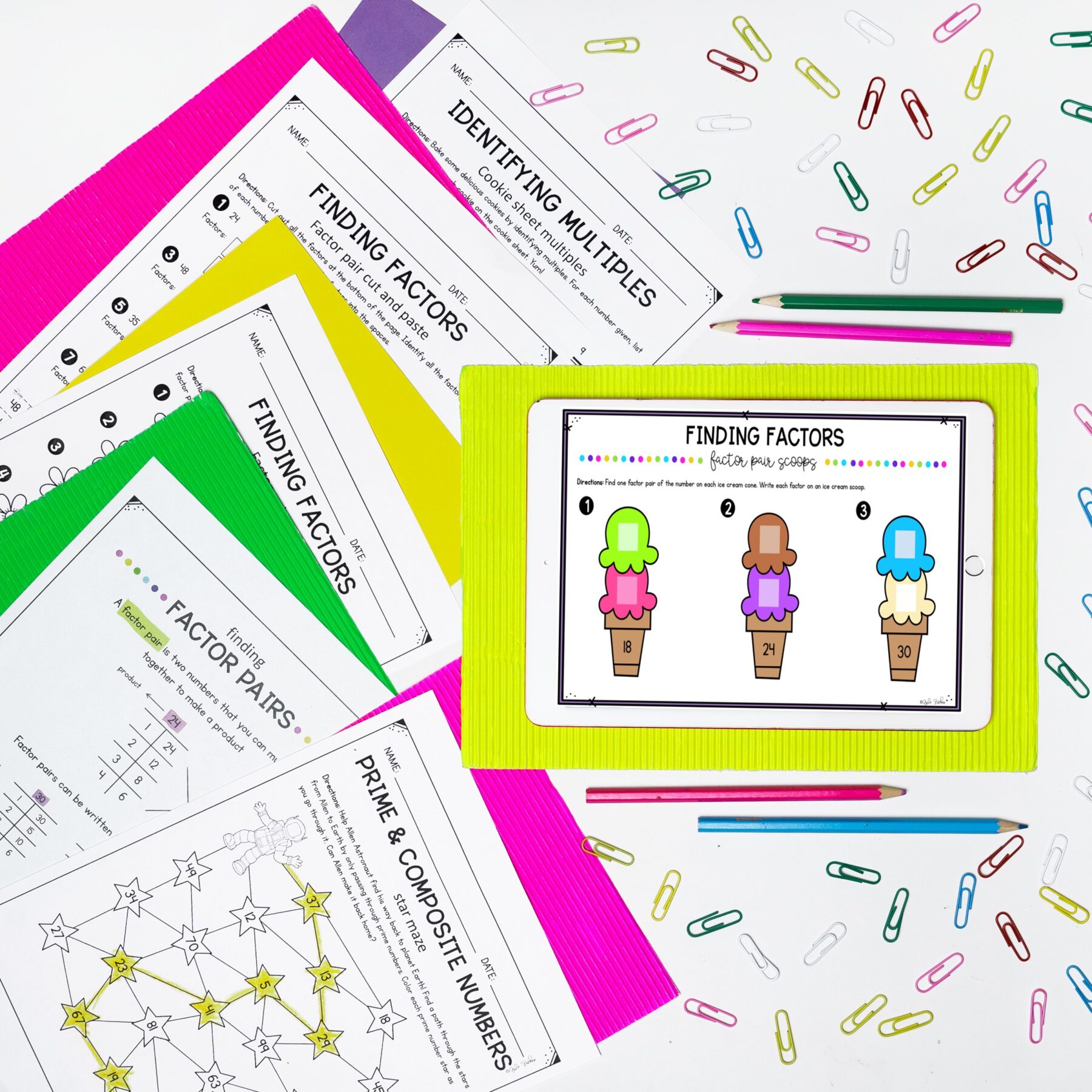 Factors, Multiples, Prime & Composite - 4th Grade Math Print & Digital 4.OA.B.4 - Image 2