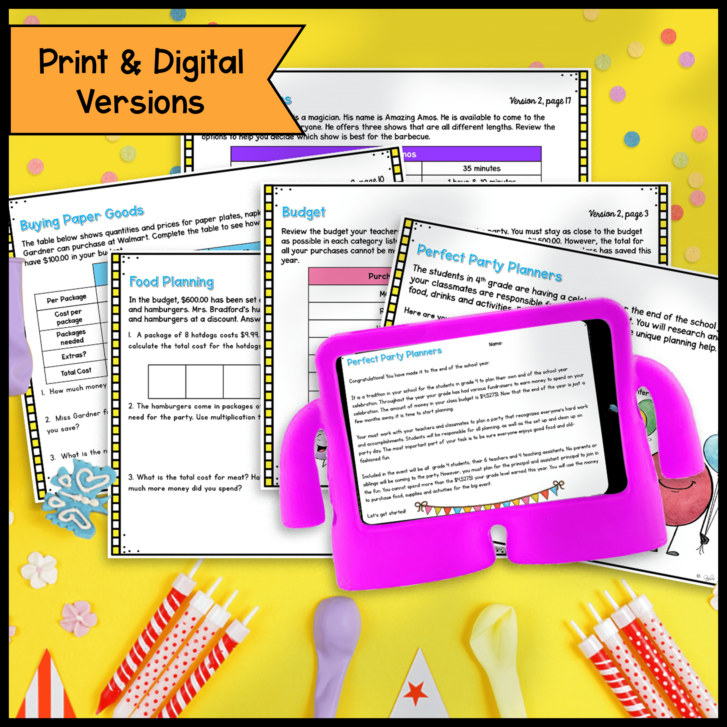End of the Year Activities - Plan an End of Year Class Party 4th Grade Math PBL - Image 2