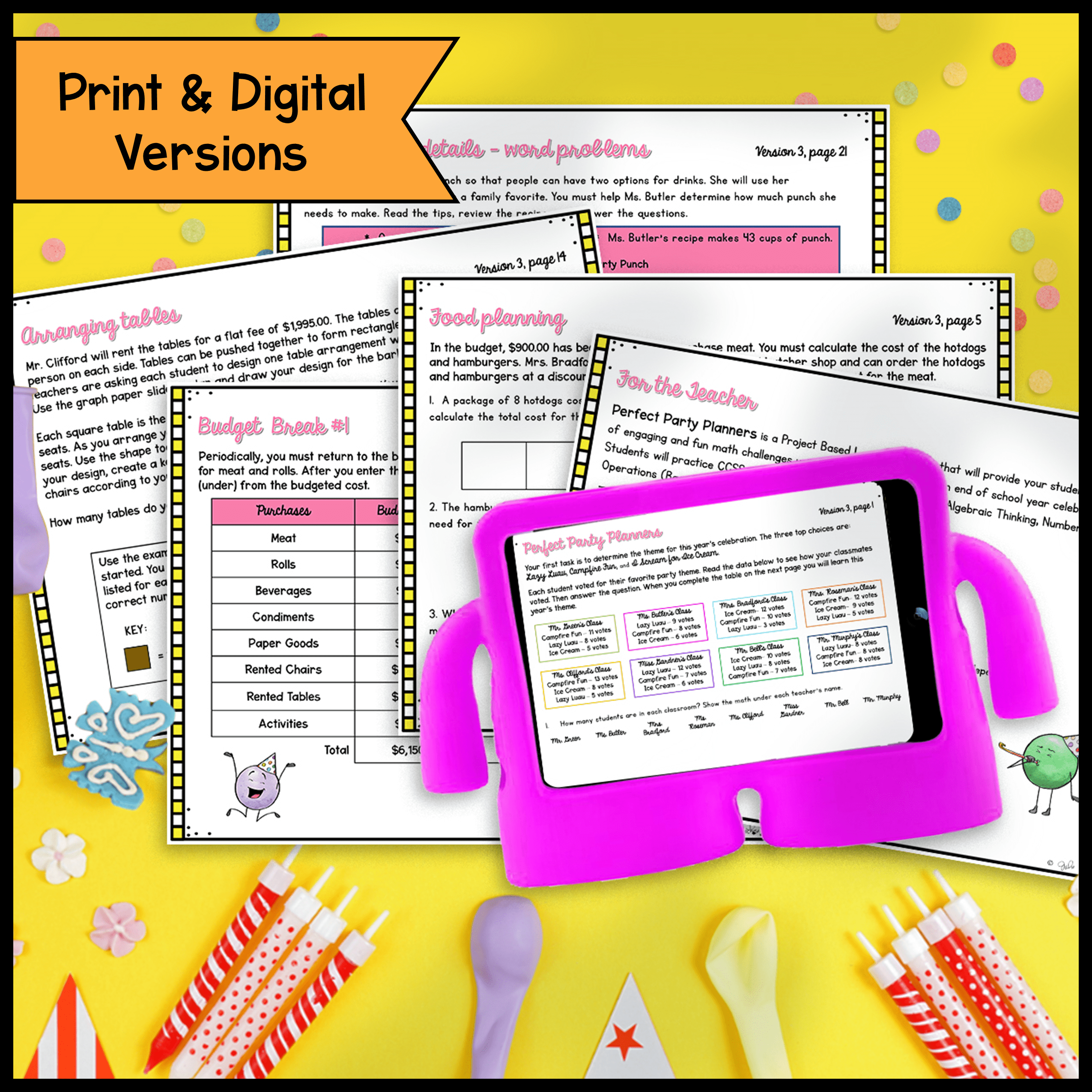 End of the Year Activities - Plan an End of Year Class Party 5th Grade Math PBL - Image 2