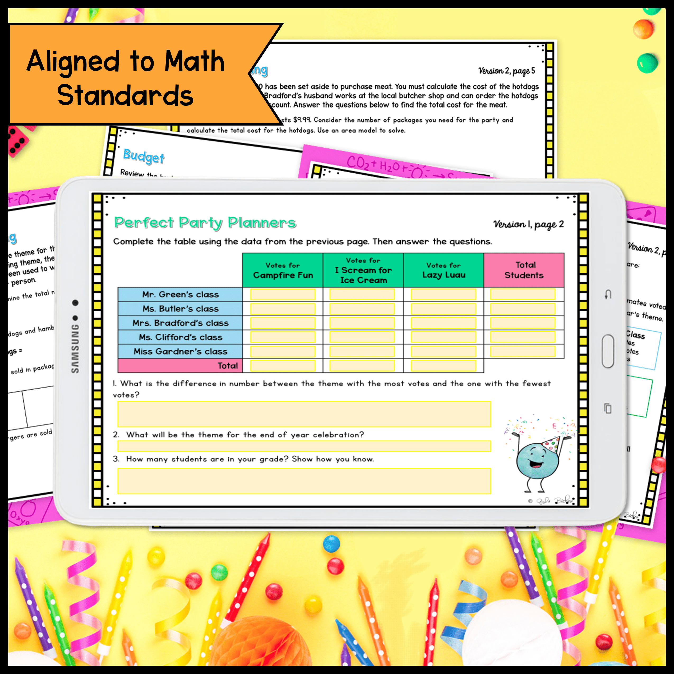 End of the Year Activities - Plan an End of Year Class Party 4th Grade Math PBL - Image 3