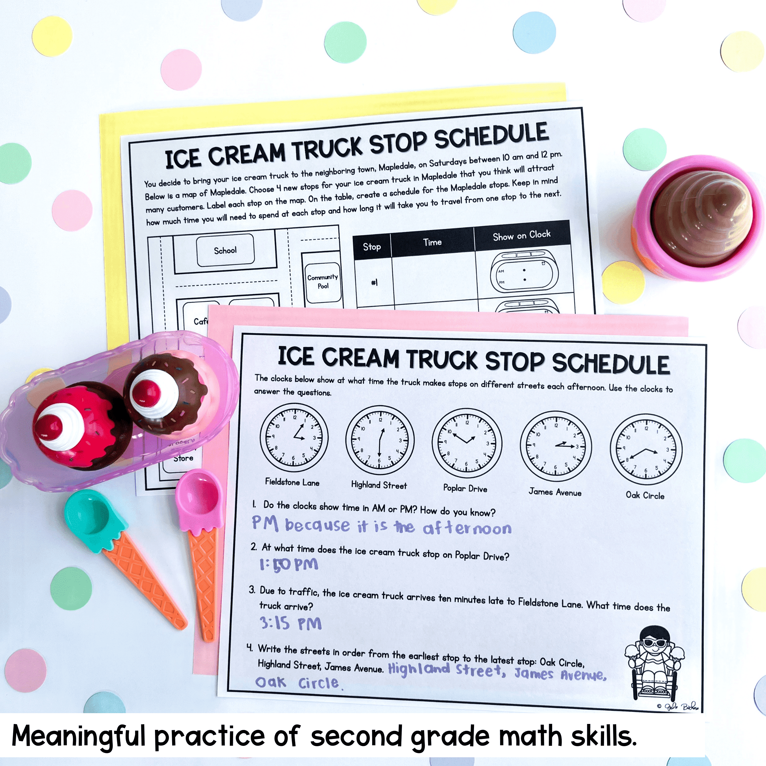 2nd Grade Math PBL Ice Cream Project Based Learning Word Problems Add Subtract - Image 3