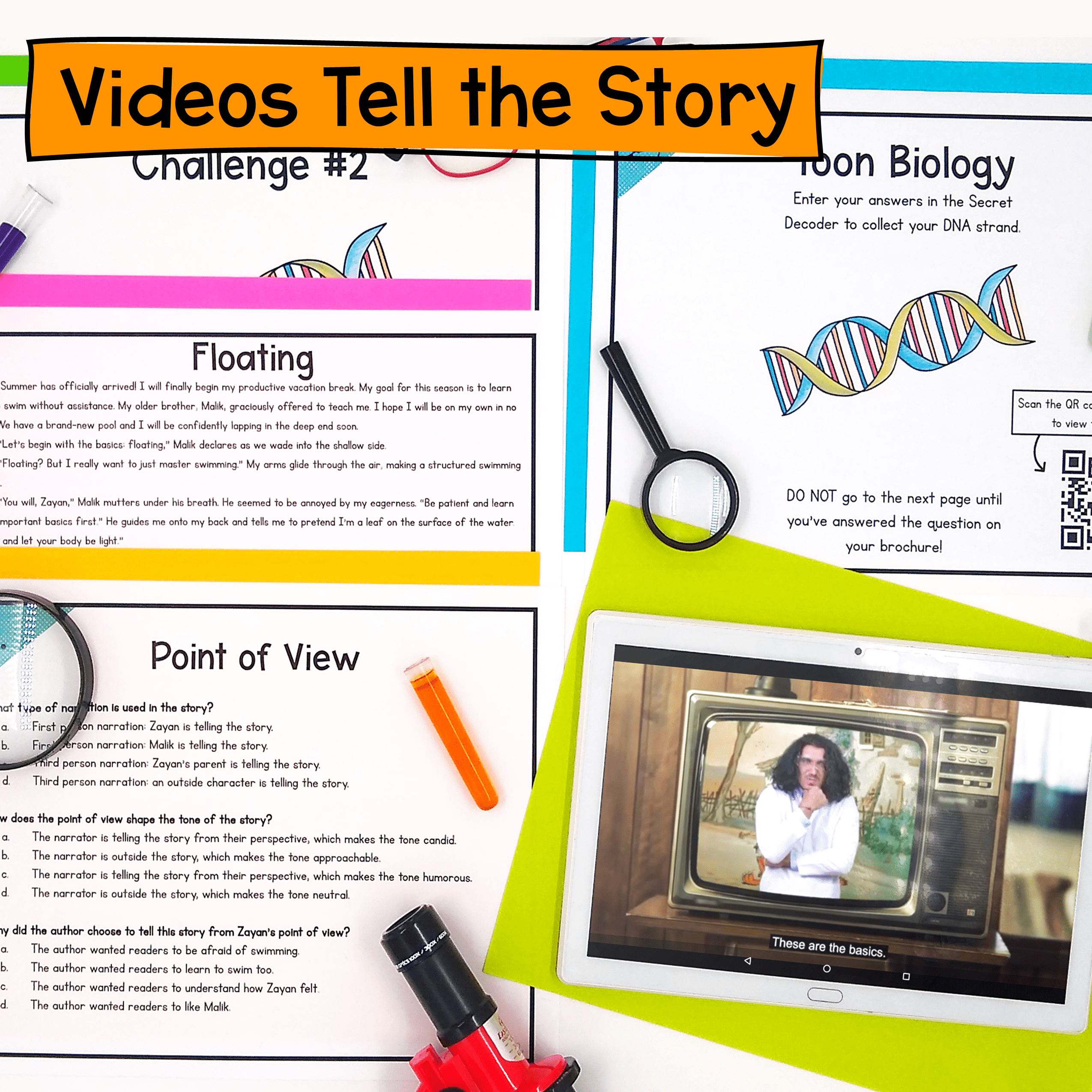 Point of View Fiction Cartoon Reading Escape Room & Webscape 4th 5th Grade ELA - Image 3