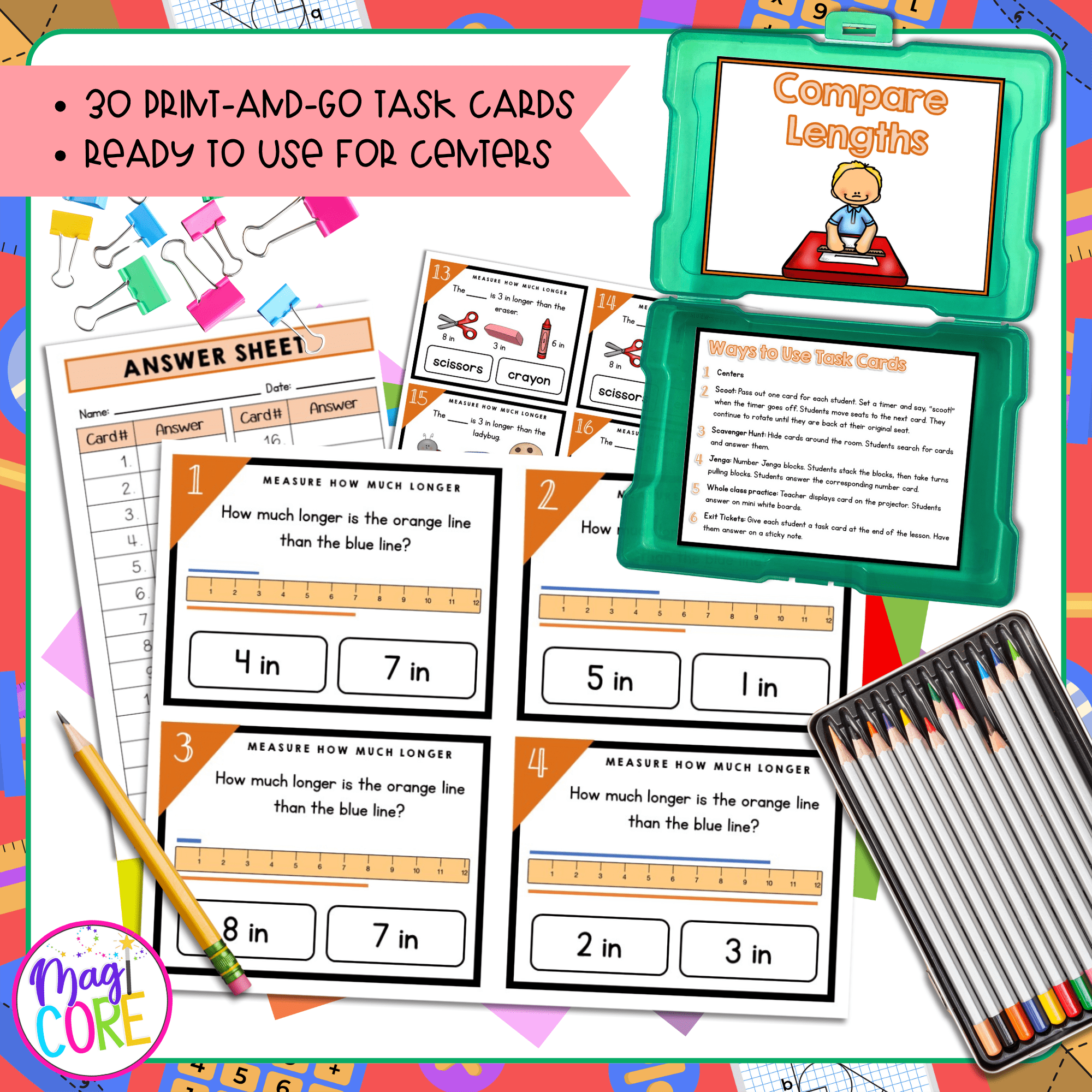 Compare Lengths - 2nd Grade Math Task Cards - Print & Digital - 2.MD.A.4 - Image 2