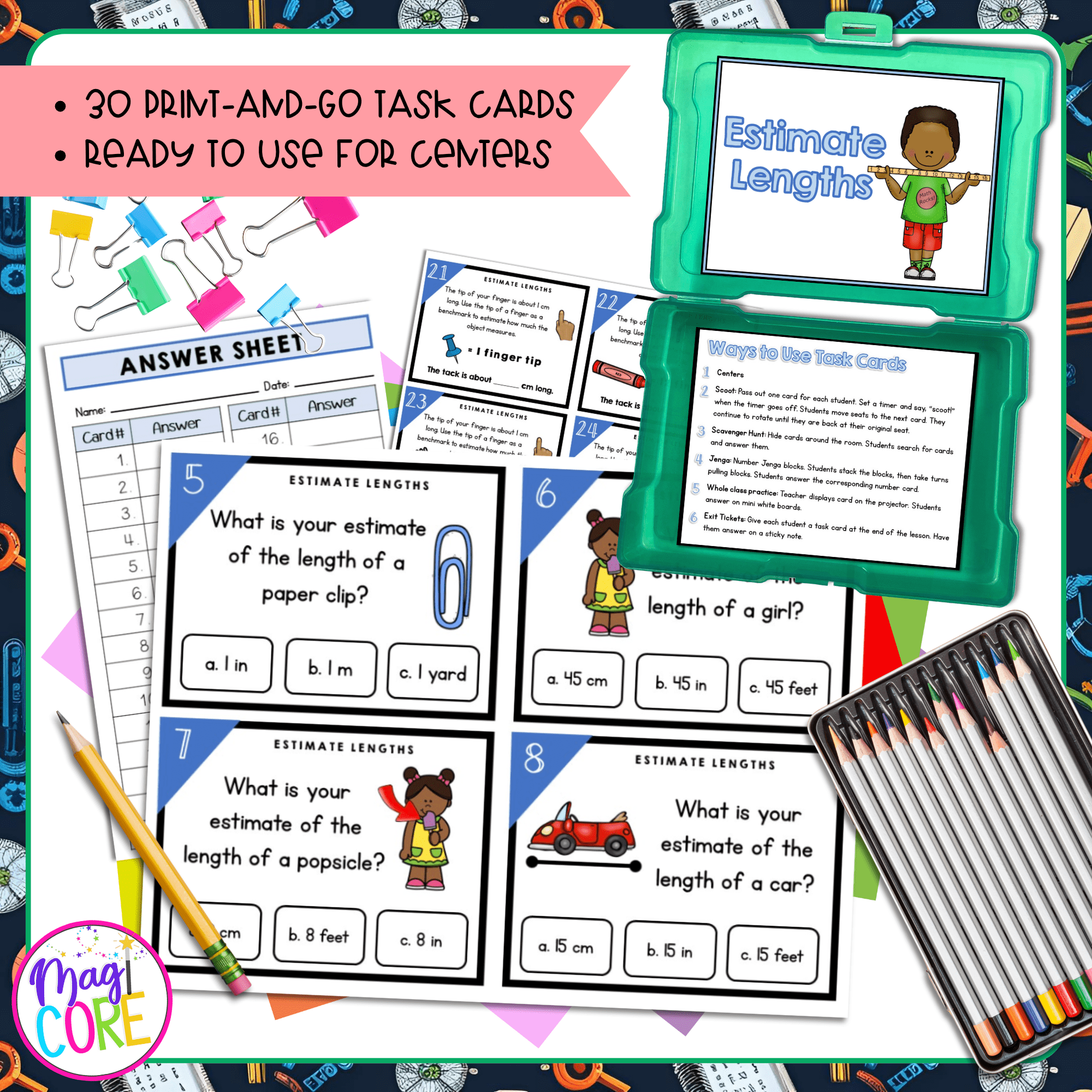 Estimate Lengths - 2nd Grade Math Task Cards - Print & Digital - 2.MD.A.3 - Image 2
