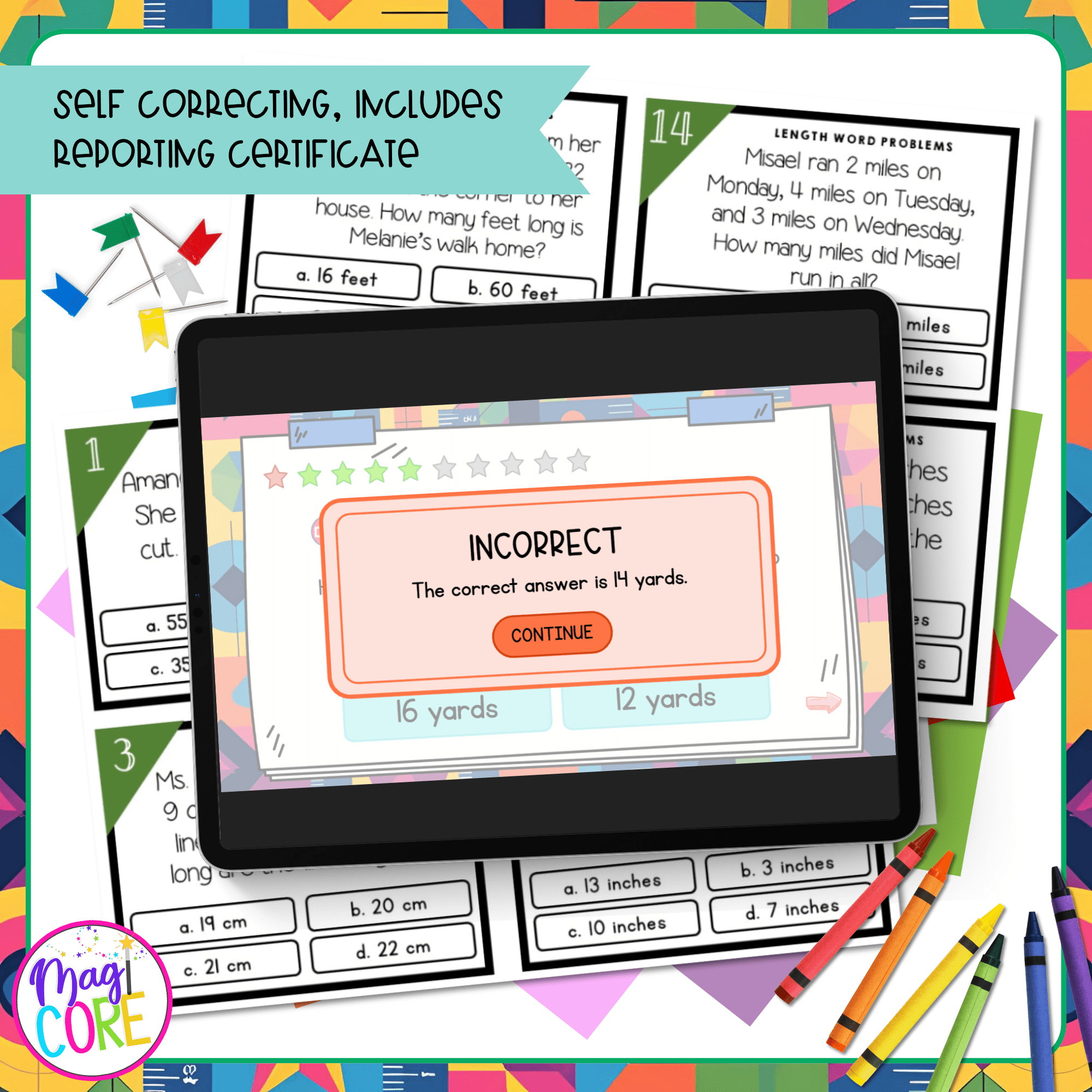 Addition & Subtraction Length Word Problems - 2nd Grade Task Cards - 2.MD.B.5 - Image 3
