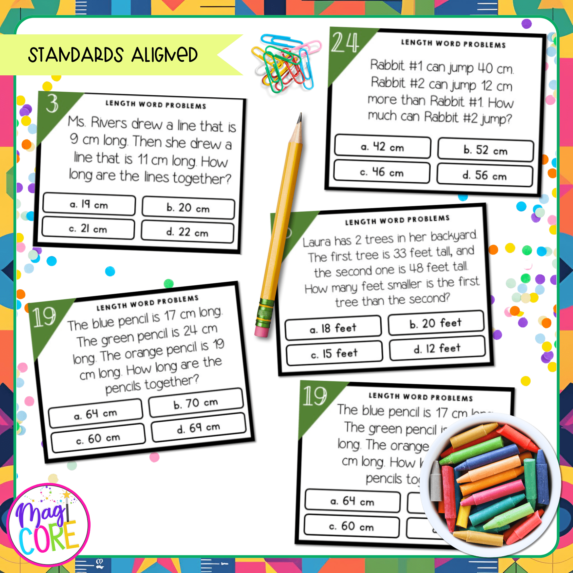 Addition & Subtraction Length Word Problems - 2nd Grade Task Cards - 2.MD.B.5 - Image 4